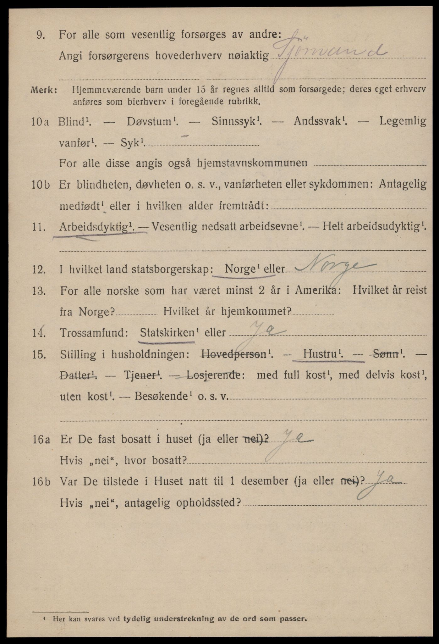 SAT, 1920 census for Kristiansund, 1920, p. 22072