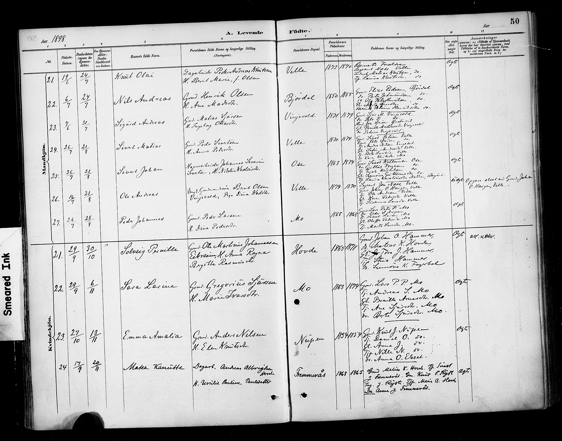 Ministerialprotokoller, klokkerbøker og fødselsregistre - Møre og Romsdal, AV/SAT-A-1454/513/L0177: Parish register (official) no. 513A04, 1890-1906, p. 50