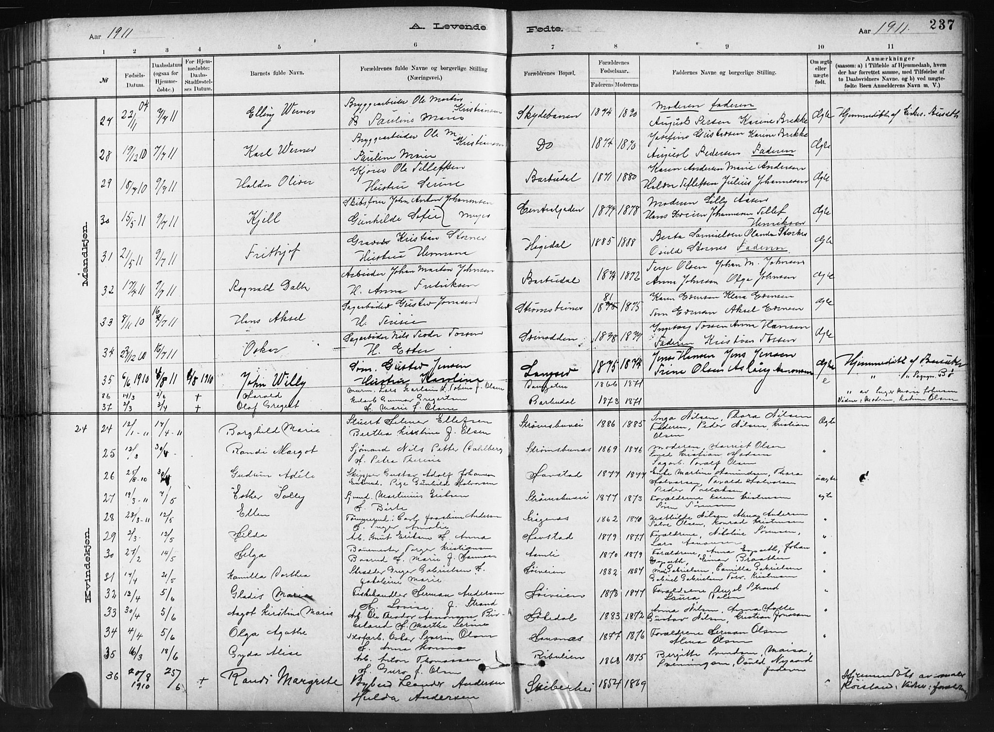 Barbu sokneprestkontor, SAK/1111-0003/F/Fb/L0002: Parish register (copy) no. B 2, 1890-1922, p. 237