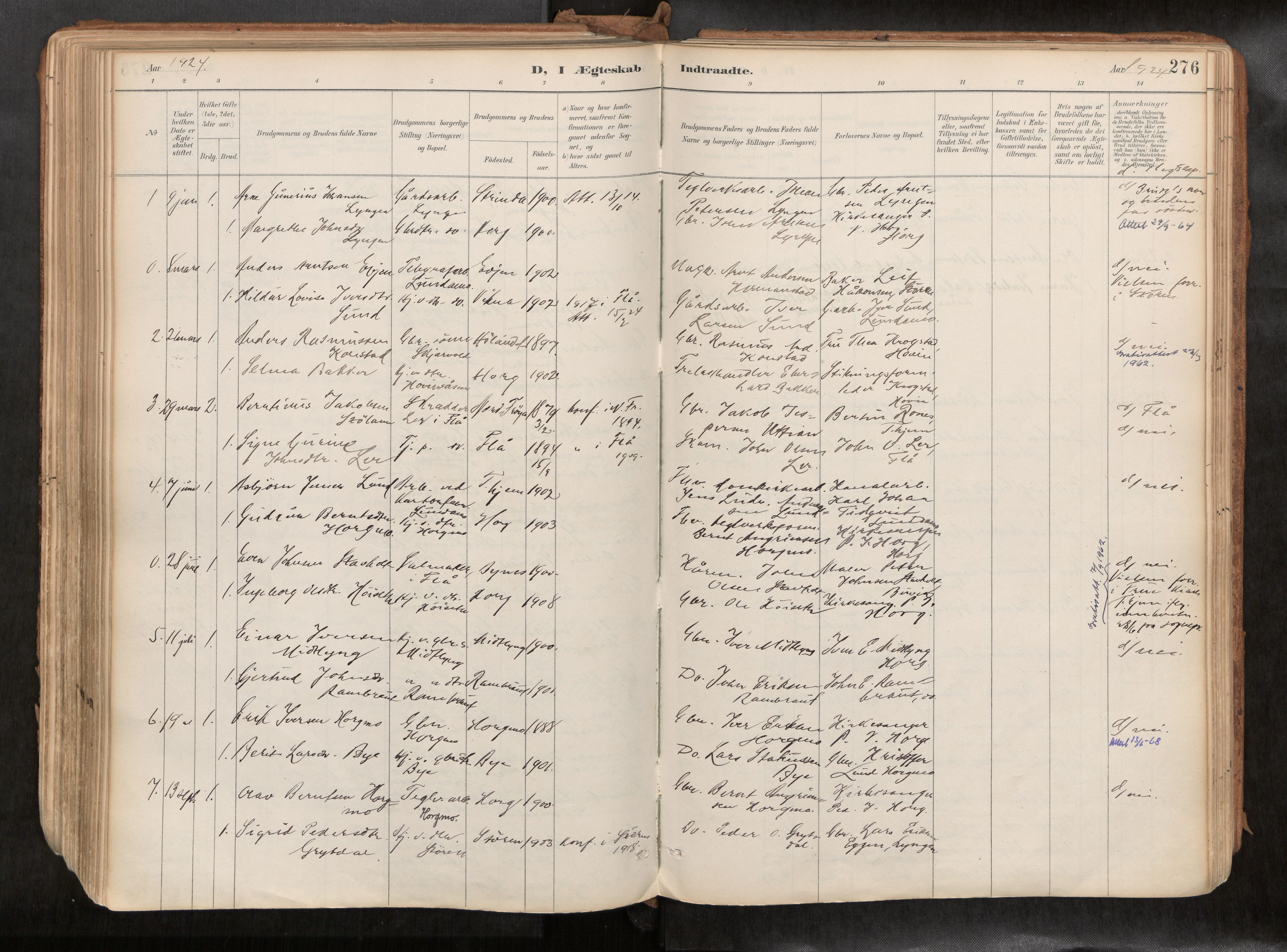 Ministerialprotokoller, klokkerbøker og fødselsregistre - Sør-Trøndelag, SAT/A-1456/692/L1105b: Parish register (official) no. 692A06, 1891-1934, p. 276