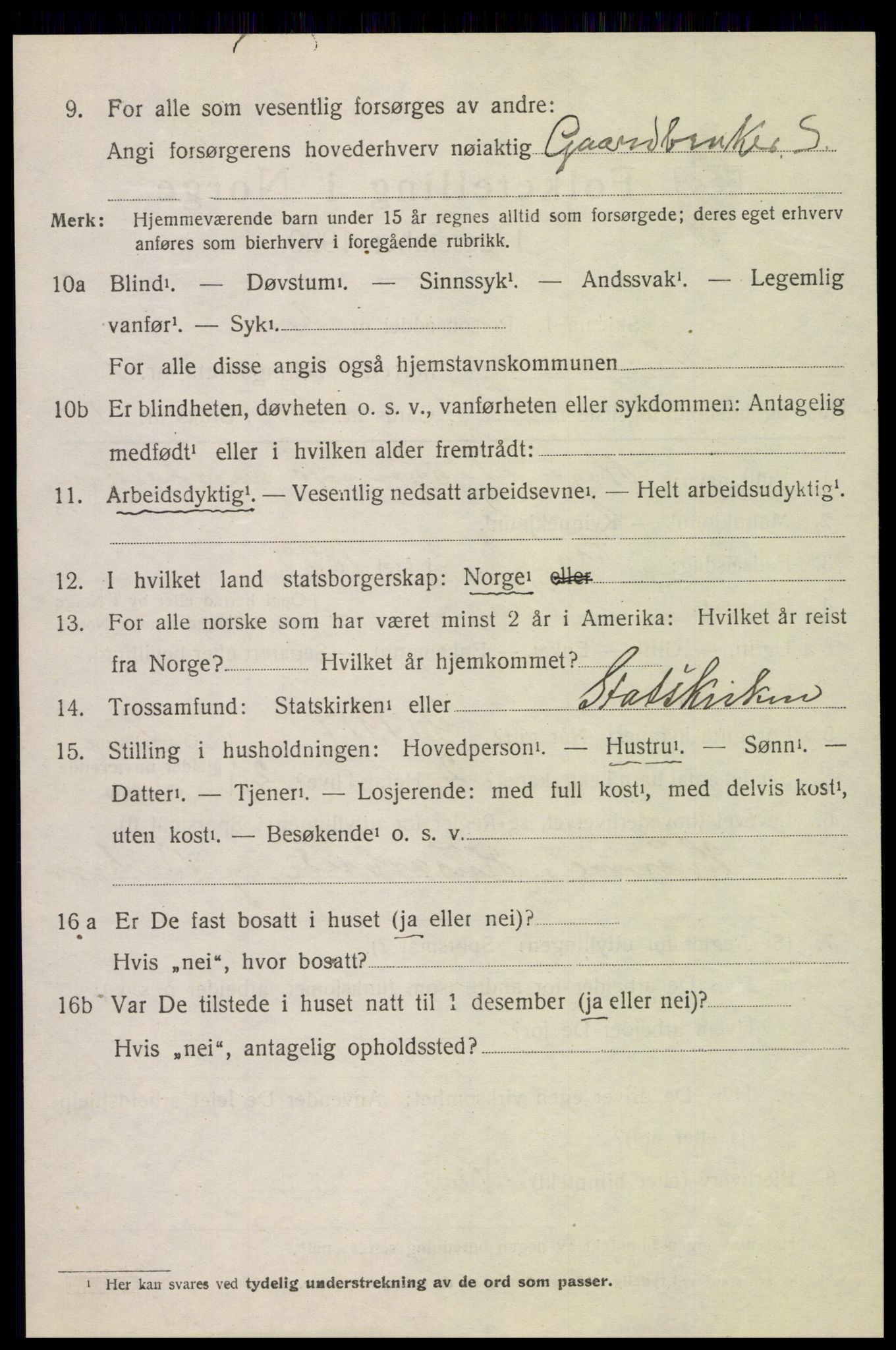 SAH, 1920 census for Vågå, 1920, p. 2003