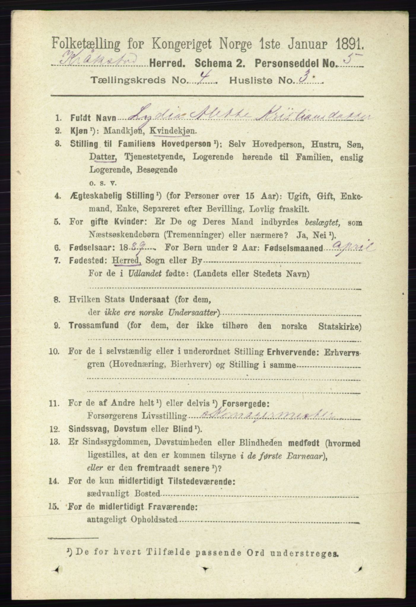 RA, 1891 census for 0212 Kråkstad, 1891, p. 1744