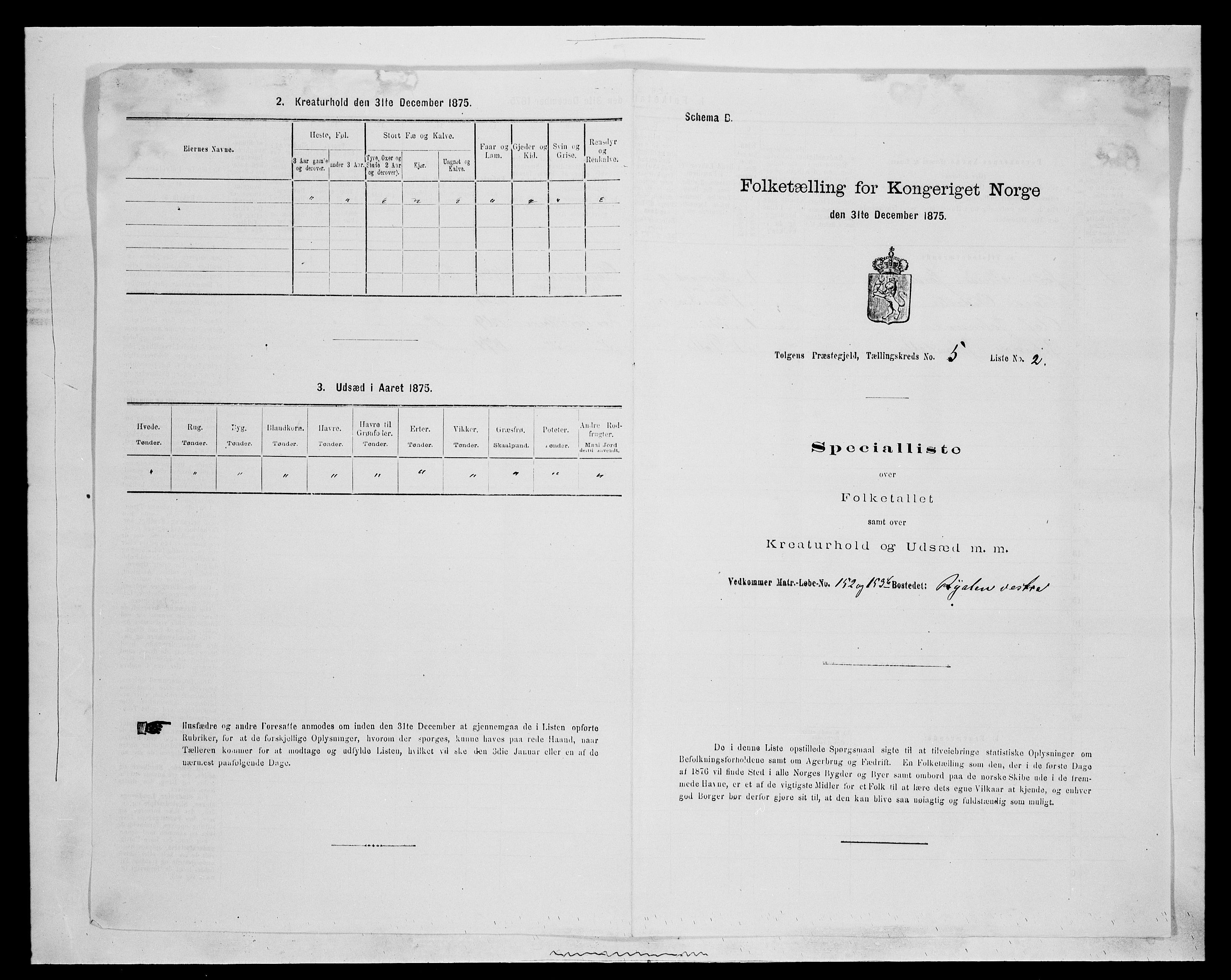 SAH, 1875 census for 0436P Tolga, 1875, p. 583