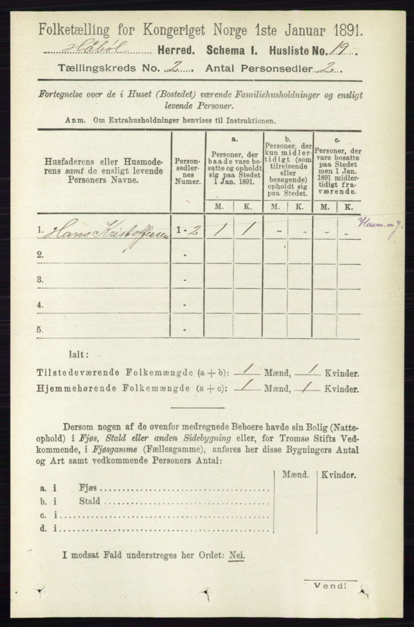 RA, 1891 census for 0138 Hobøl, 1891, p. 948