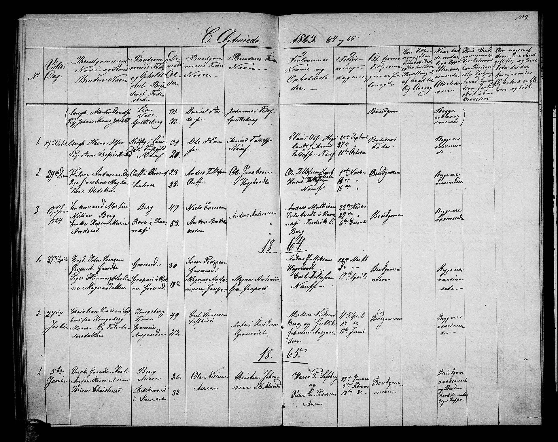 Hof kirkebøker, AV/SAKO-A-64/G/Gb/L0001: Parish register (copy) no. II 1, 1860-1877, p. 103