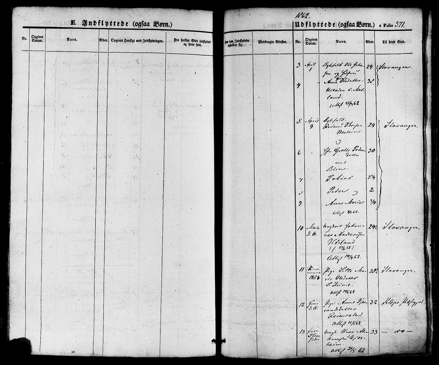 Hå sokneprestkontor, SAST/A-101801/001/30BA/L0008: Parish register (official) no. A 7, 1853-1878, p. 371