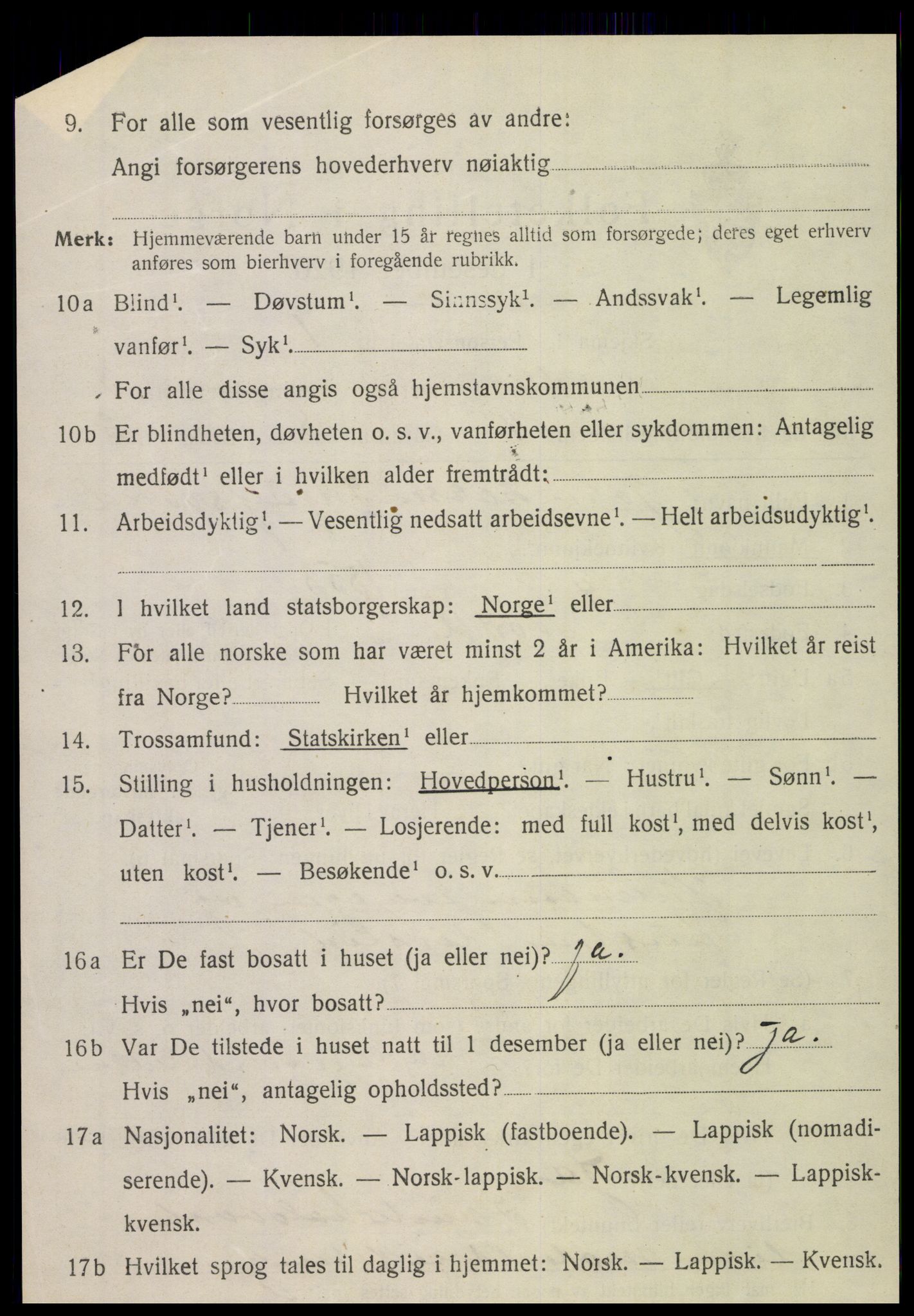 SAT, 1920 census for Nordli, 1920, p. 1442