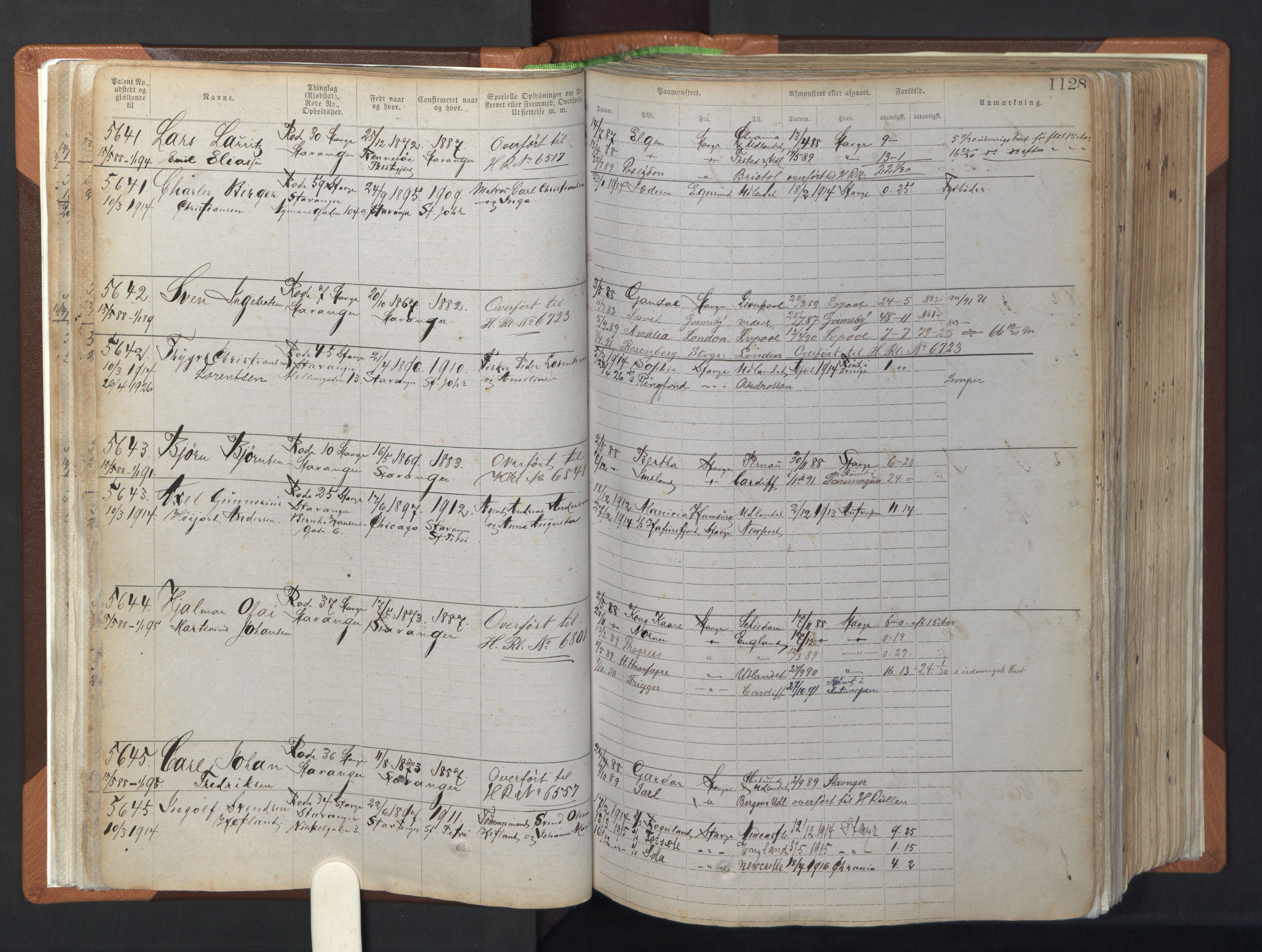 Stavanger sjømannskontor, AV/SAST-A-102006/F/Ff/L0007: Annotasjonsrulle, patentnr. 5506-7180, 1887-1900, p. 33