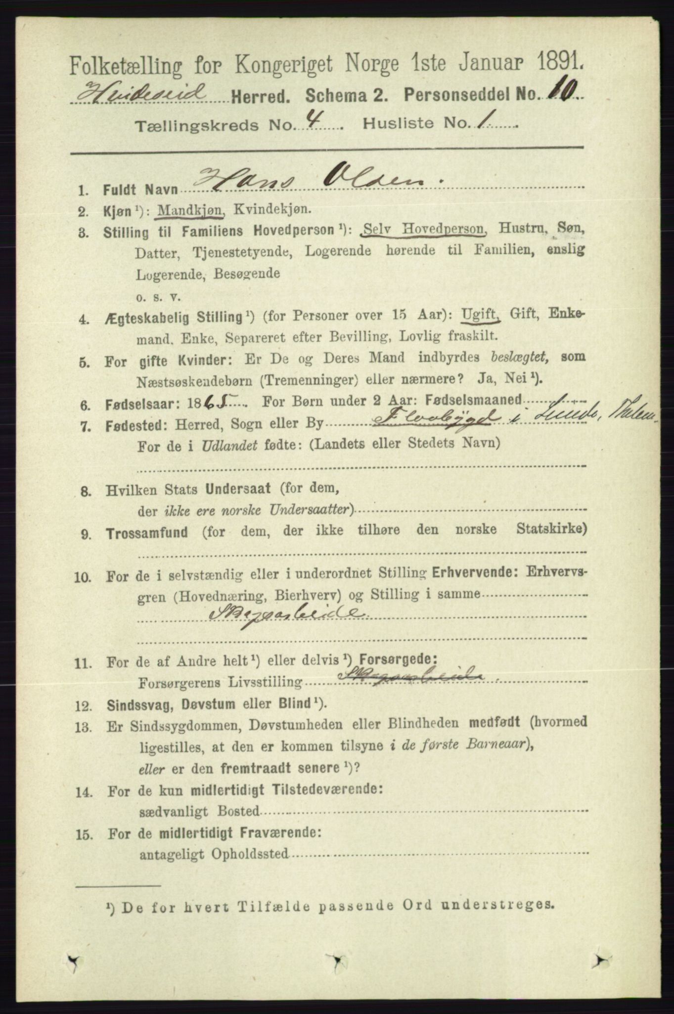 RA, 1891 census for 0829 Kviteseid, 1891, p. 736