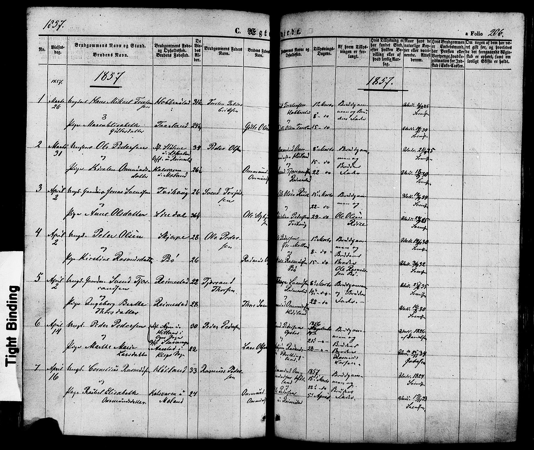 Hå sokneprestkontor, AV/SAST-A-101801/001/30BA/L0008: Parish register (official) no. A 7, 1853-1878, p. 206