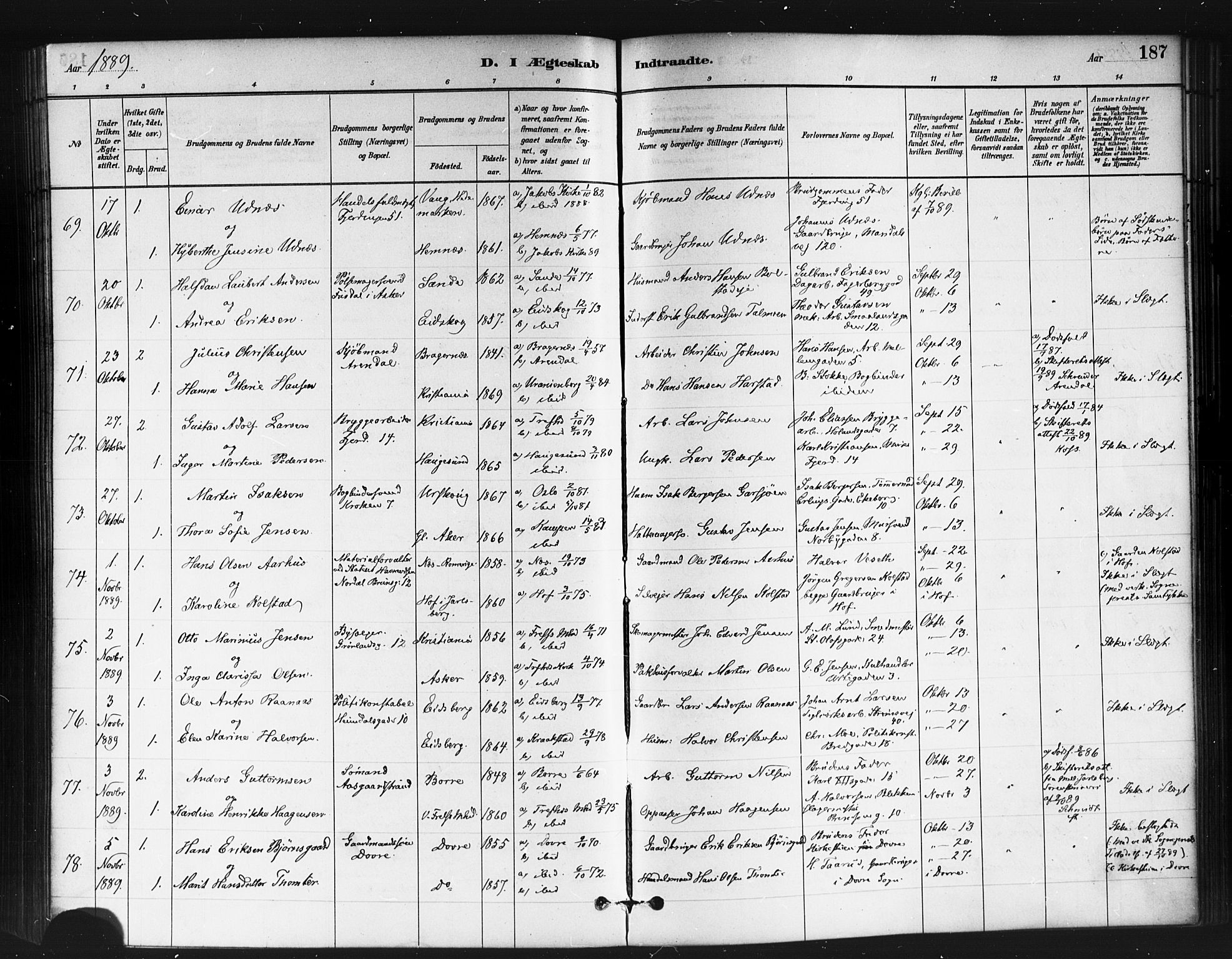 Jakob prestekontor Kirkebøker, AV/SAO-A-10850/F/Fa/L0004: Parish register (official) no. 4, 1880-1894, p. 187