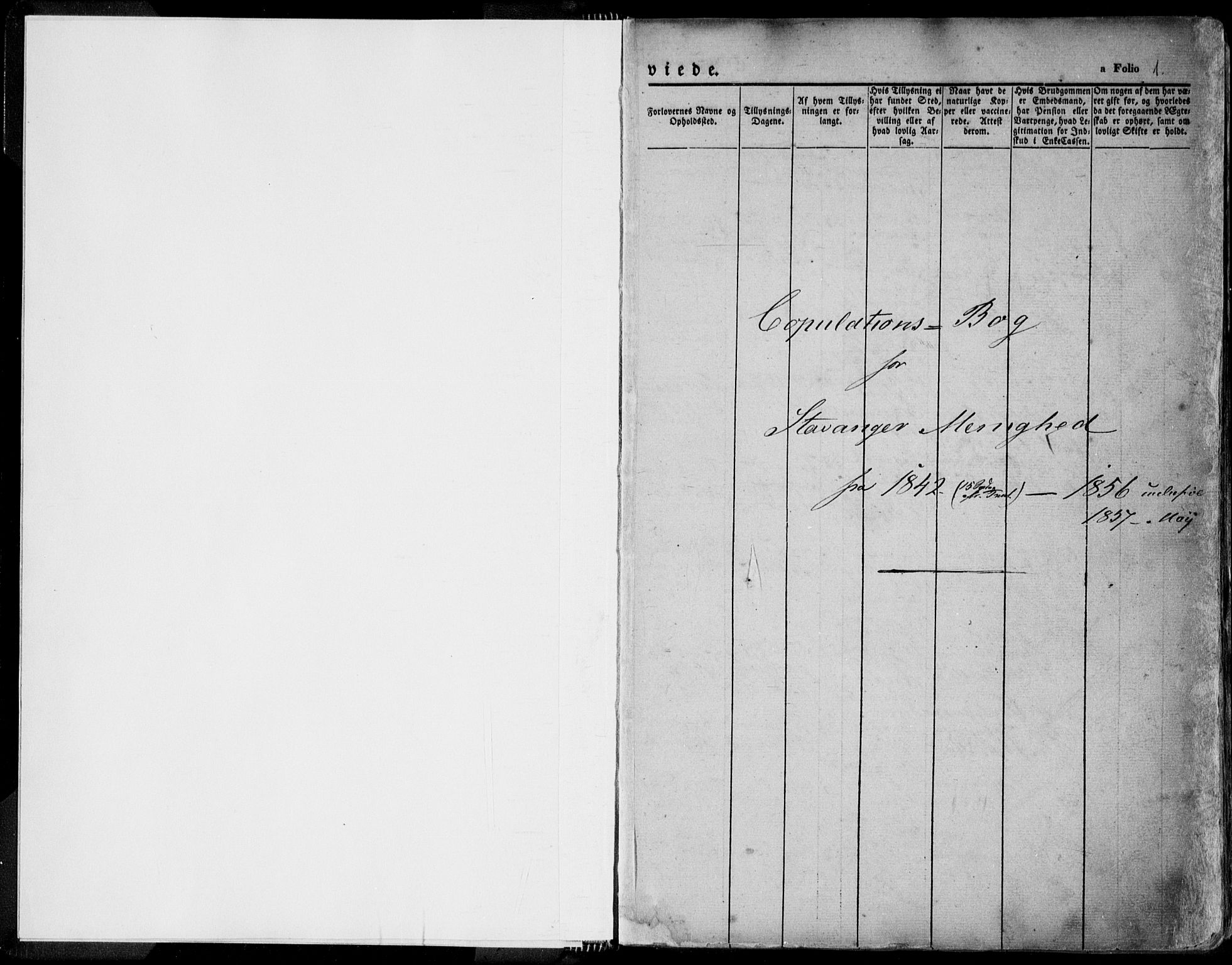 Domkirken sokneprestkontor, SAST/A-101812/001/30/30BA/L0015: Parish register (official) no. A 14, 1842-1857, p. 1