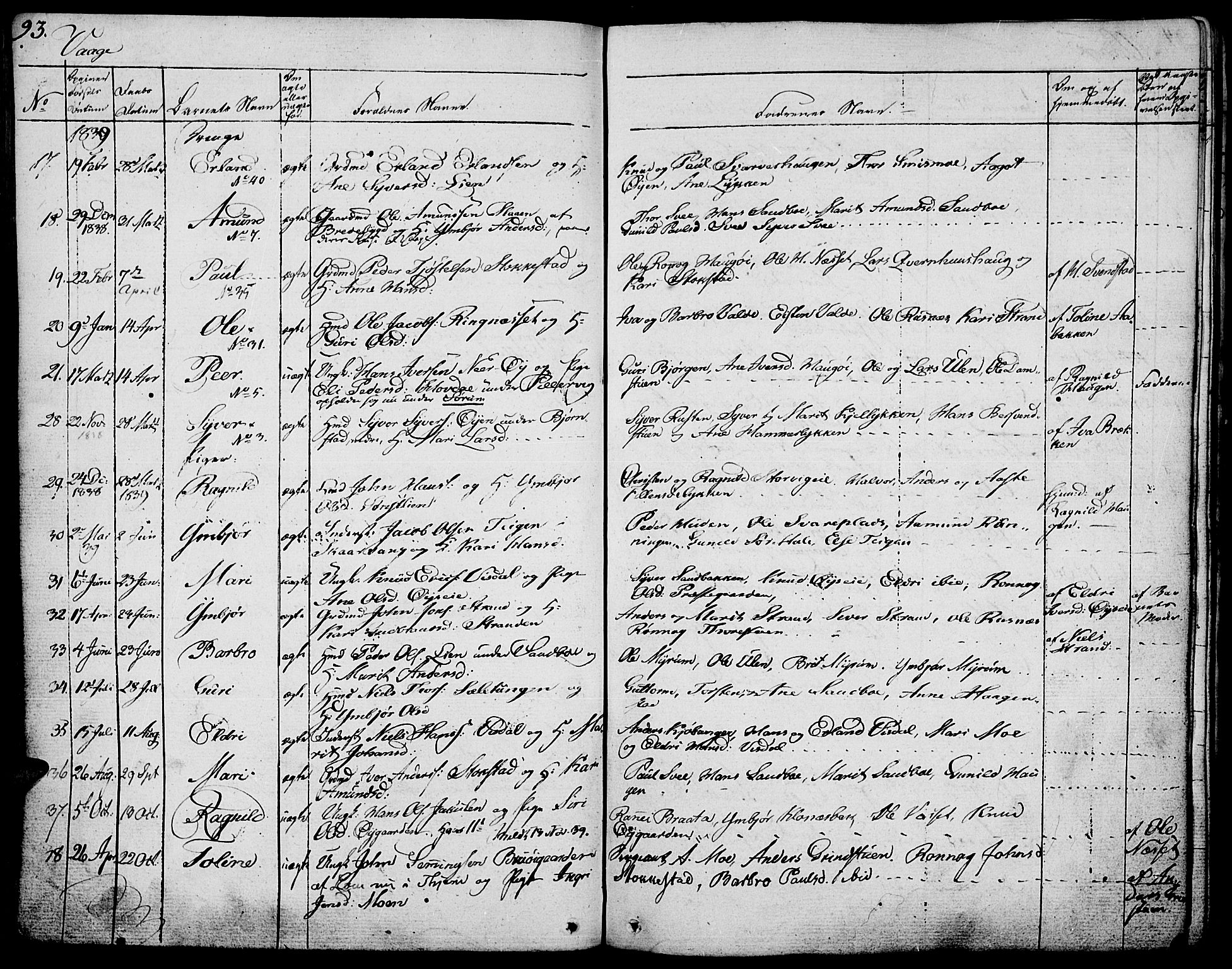 Vågå prestekontor, SAH/PREST-076/H/Ha/Haa/L0004: Parish register (official) no. 4 /1, 1827-1842, p. 93