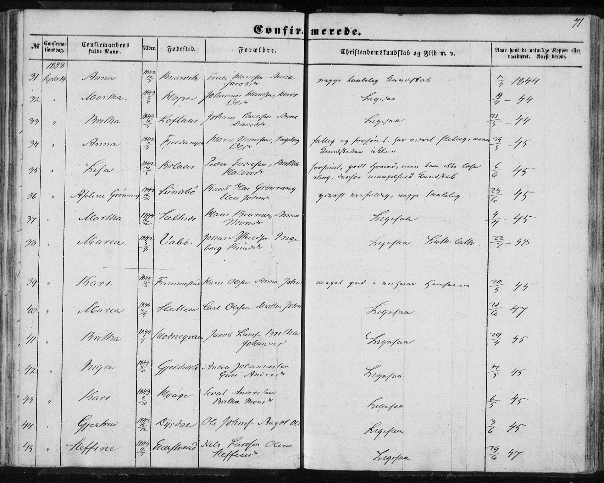 Lindås Sokneprestembete, AV/SAB-A-76701/H/Haa/Haaa/L0013: Parish register (official) no. A 13, 1848-1862, p. 71