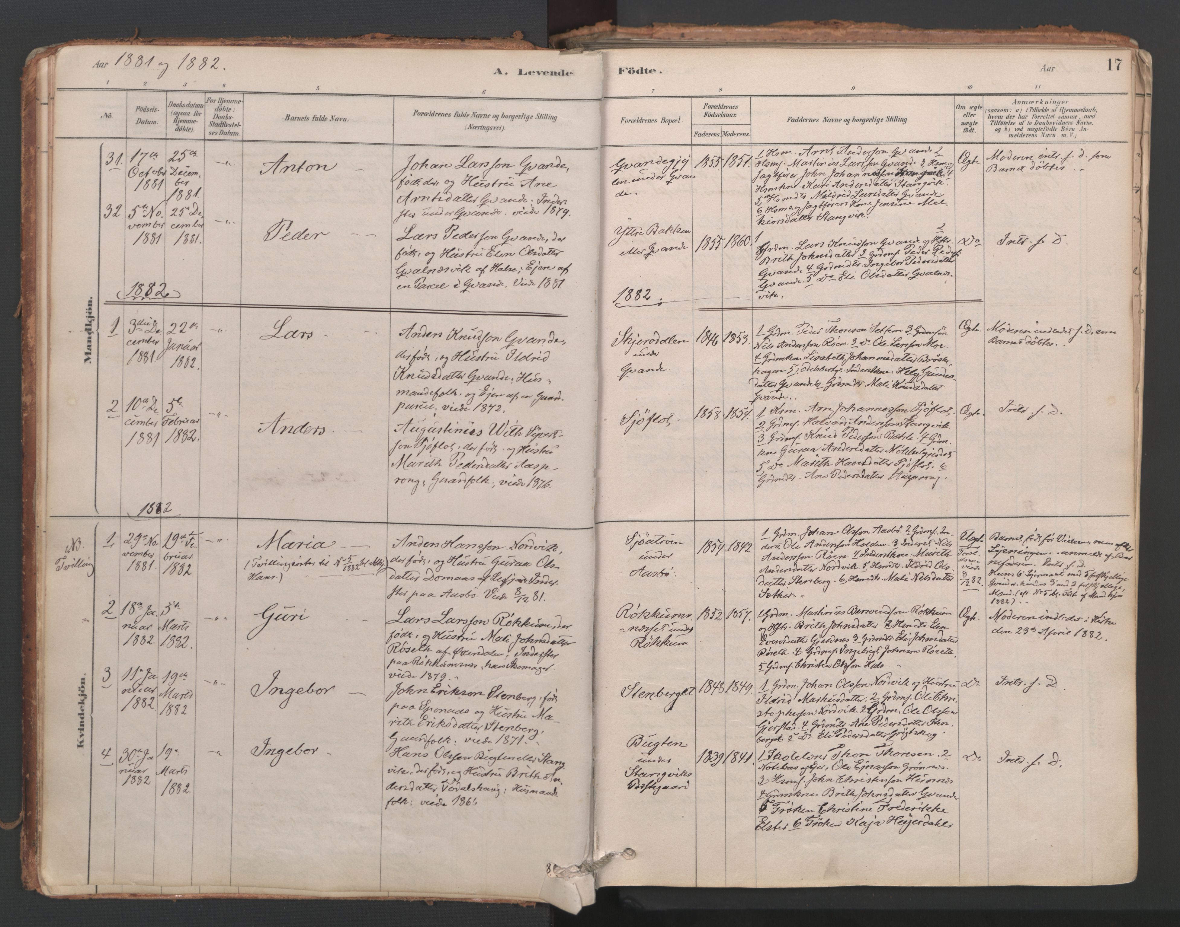 Ministerialprotokoller, klokkerbøker og fødselsregistre - Møre og Romsdal, AV/SAT-A-1454/592/L1029: Parish register (official) no. 592A07, 1879-1902, p. 17