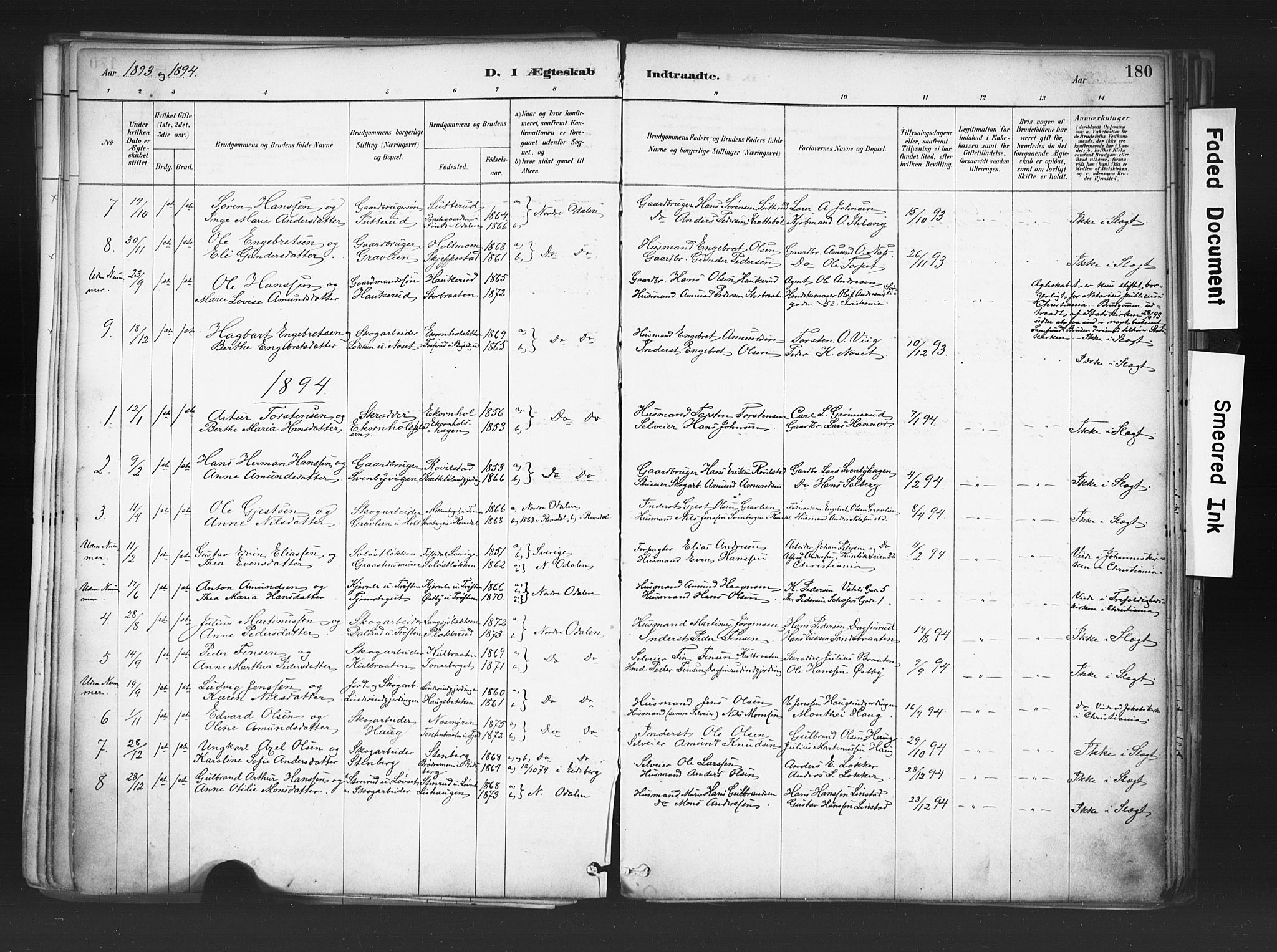 Nord-Odal prestekontor, SAH/PREST-032/H/Ha/Haa/L0006: Parish register (official) no. 6, 1886-1901, p. 180