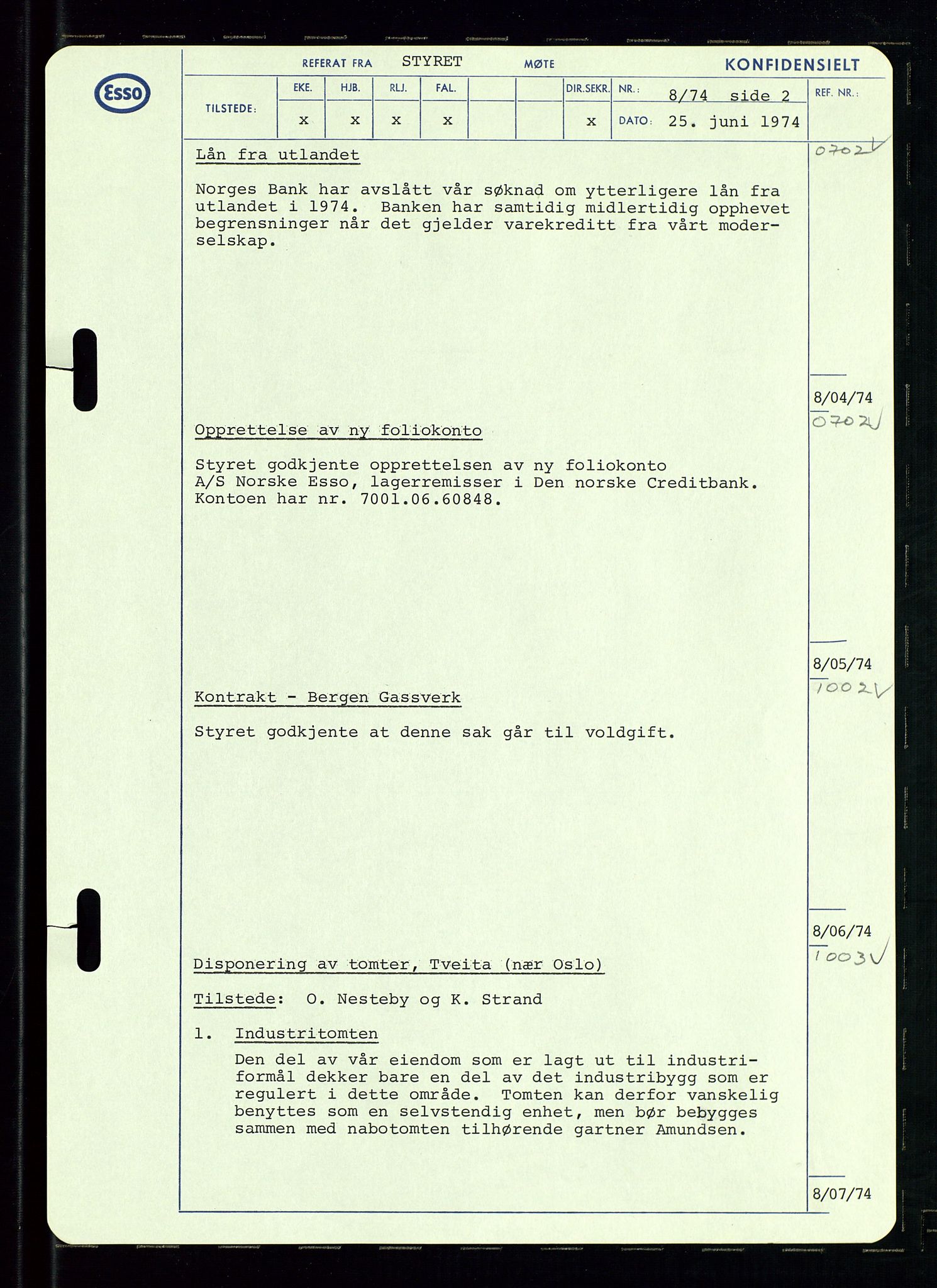 Pa 0982 - Esso Norge A/S, AV/SAST-A-100448/A/Aa/L0003/0002: Den administrerende direksjon Board minutes (styrereferater) og Bedriftforsamlingsprotokoll / Den administrerende direksjon Board minutes (styrereferater), 1970-1974, p. 28