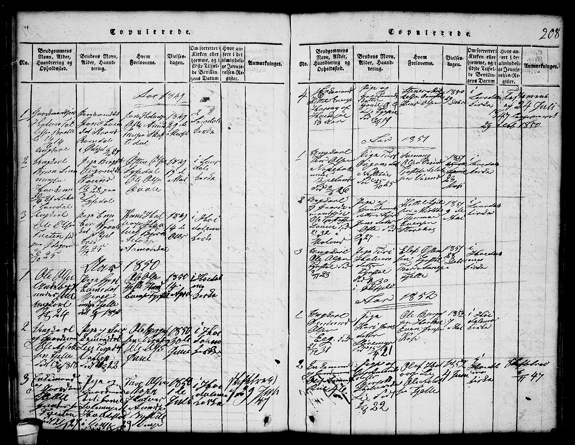 Lårdal kirkebøker, SAKO/A-284/G/Gc/L0001: Parish register (copy) no. III 1, 1815-1854, p. 208