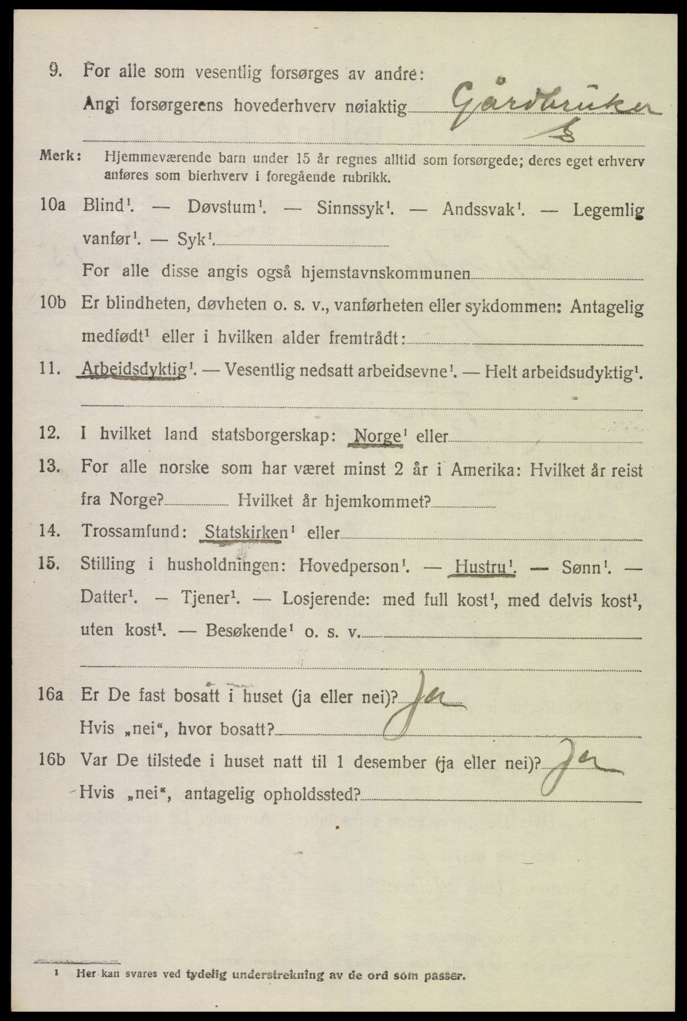 SAK, 1920 census for Lyngdal, 1920, p. 6484