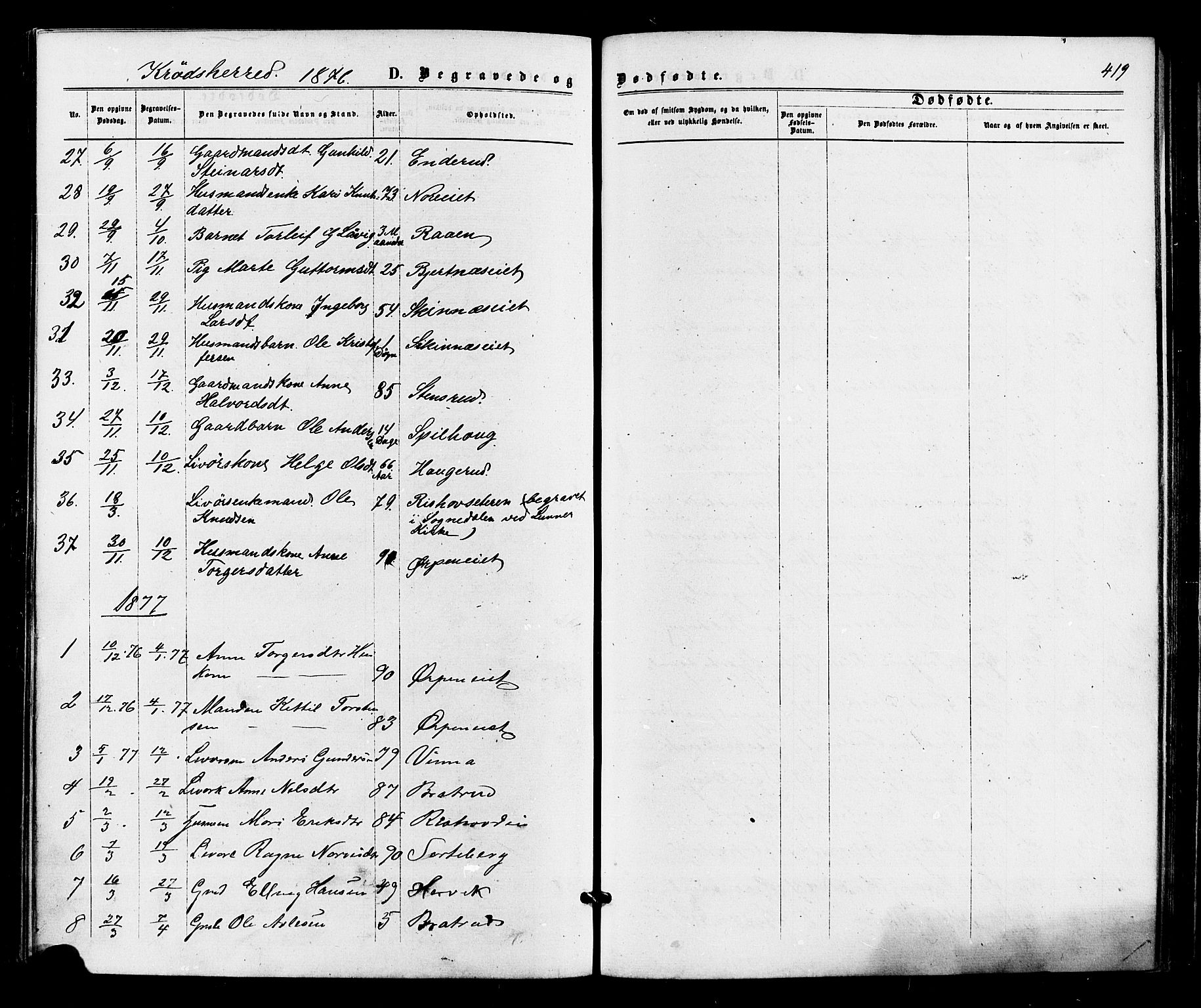 Sigdal kirkebøker, SAKO/A-245/F/Fa/L0010: Parish register (official) no. I 10 /2, 1872-1878, p. 419