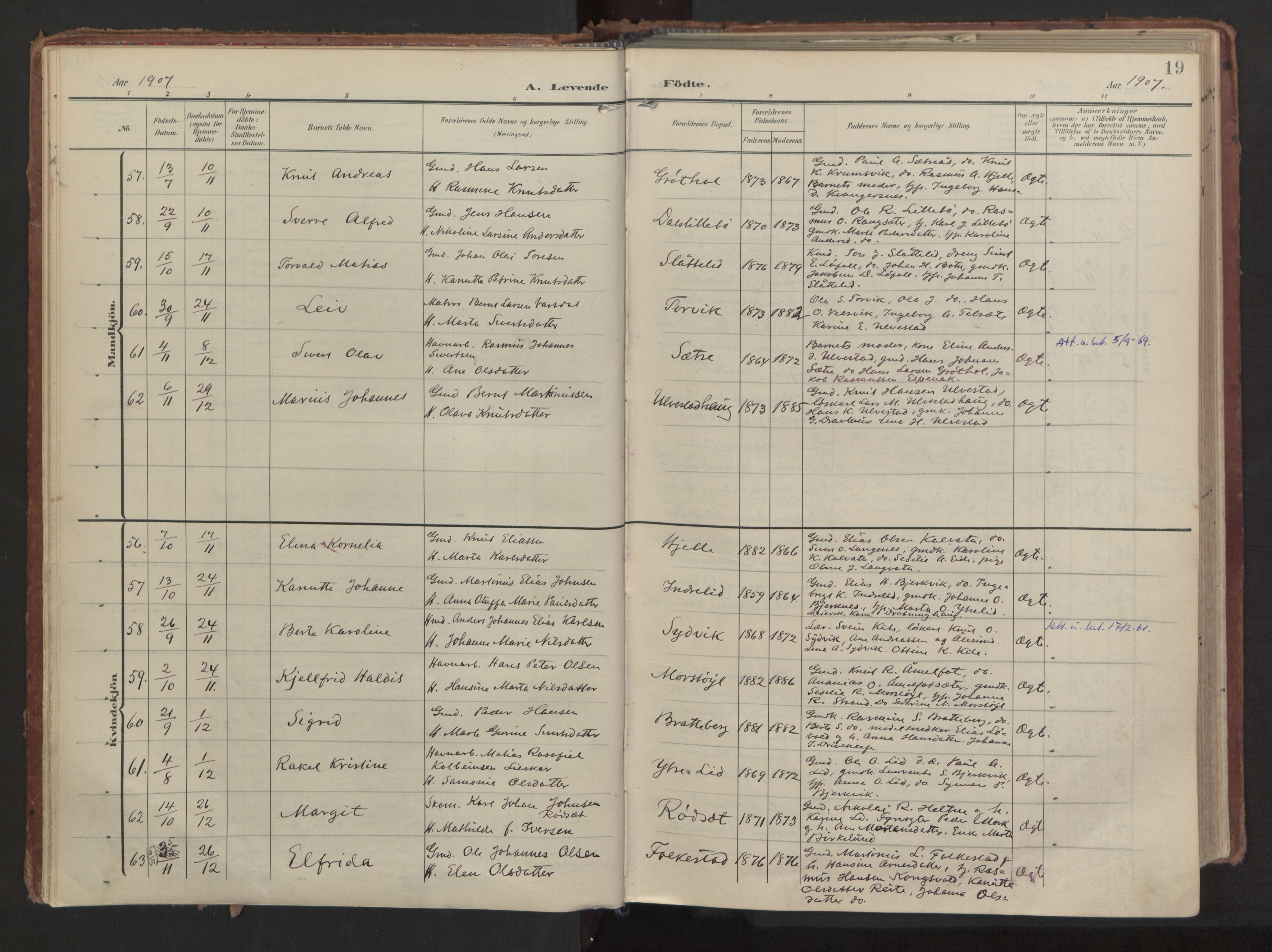 Ministerialprotokoller, klokkerbøker og fødselsregistre - Møre og Romsdal, AV/SAT-A-1454/511/L0144: Parish register (official) no. 511A11, 1906-1923, p. 19