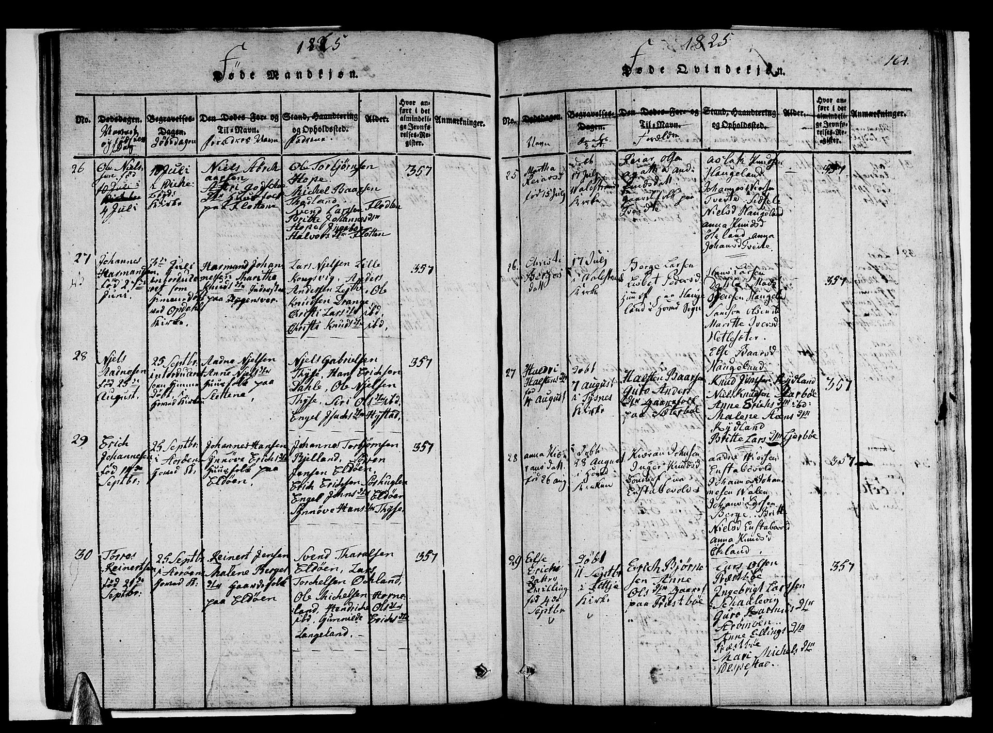 Stord sokneprestembete, AV/SAB-A-78201/H/Haa: Parish register (official) no. A 5, 1816-1825, p. 164