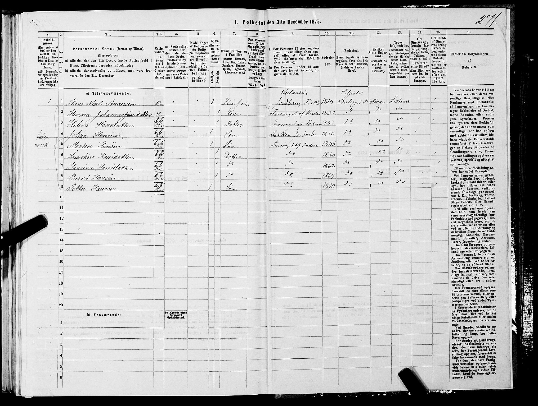 SATØ, 1875 census for 1933P Balsfjord, 1875, p. 1271