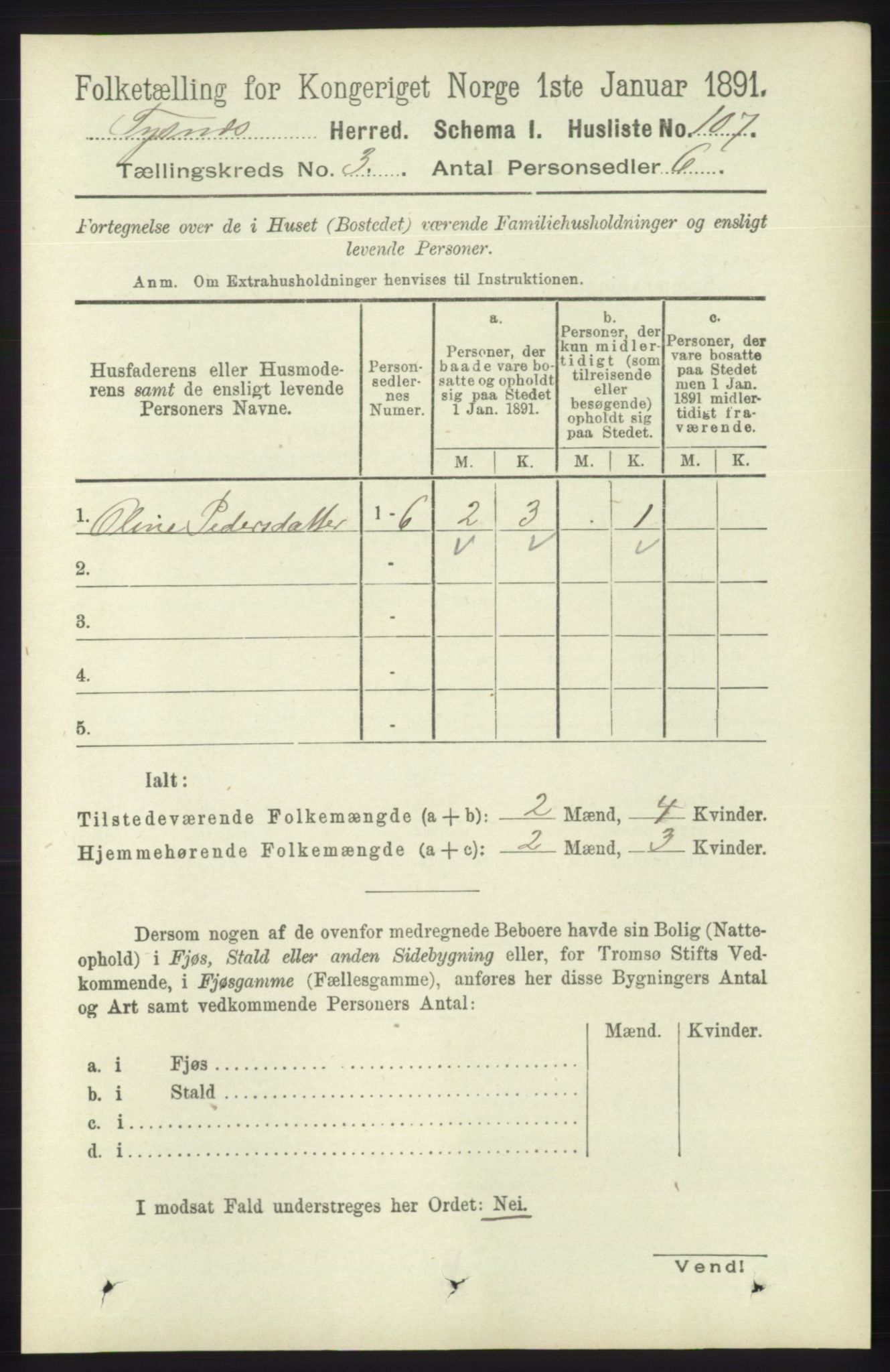 RA, 1891 census for 1223 Tysnes, 1891, p. 833