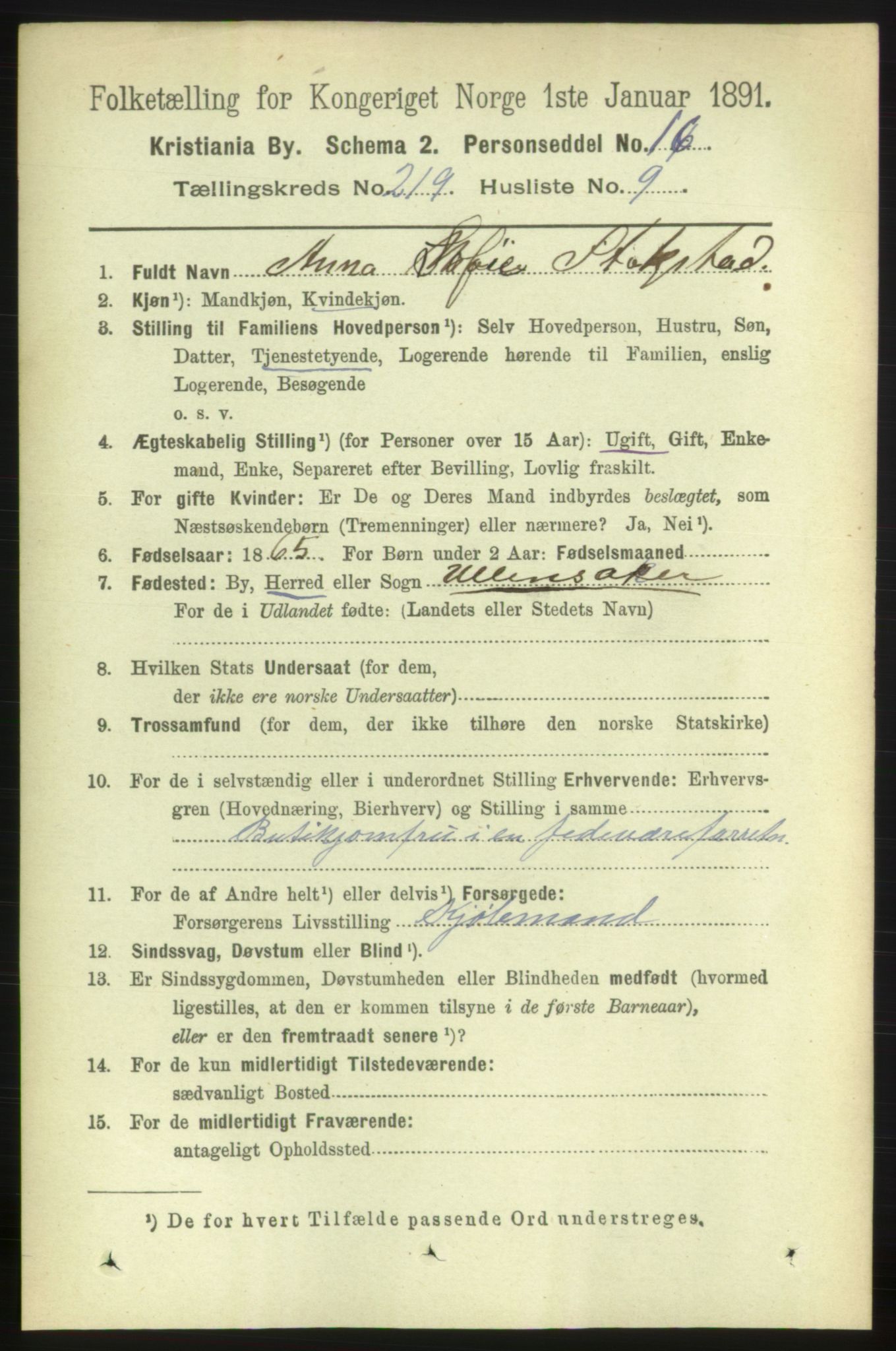 RA, 1891 census for 0301 Kristiania, 1891, p. 130260