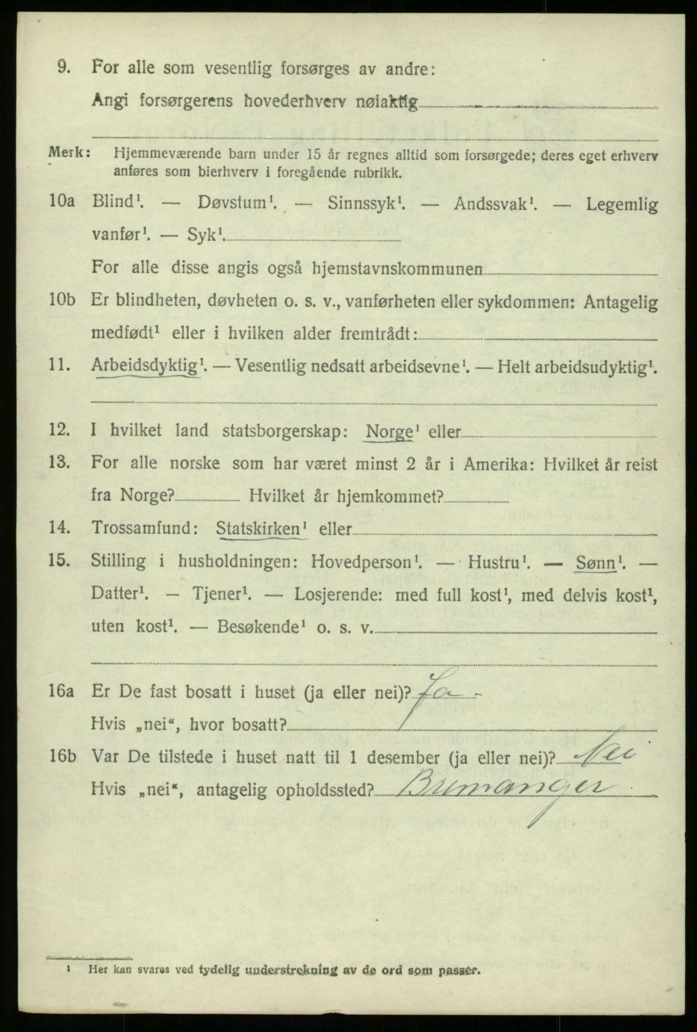 SAB, 1920 census for Davik, 1920, p. 5374