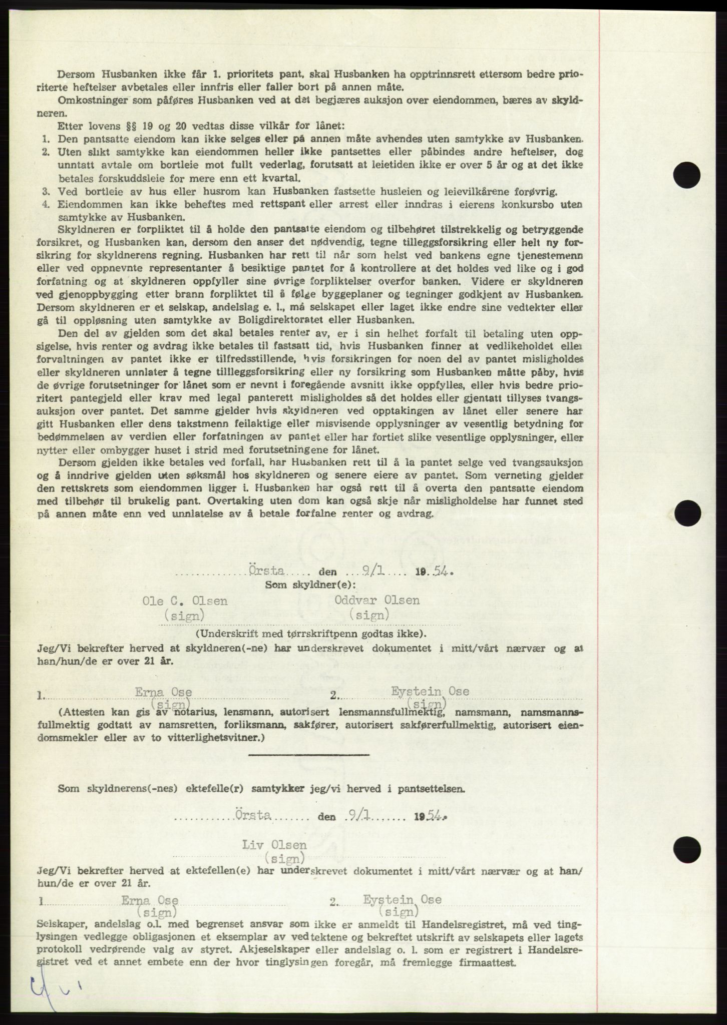 Søre Sunnmøre sorenskriveri, AV/SAT-A-4122/1/2/2C/L0124: Mortgage book no. 12B, 1953-1954, Diary no: : 105/1954