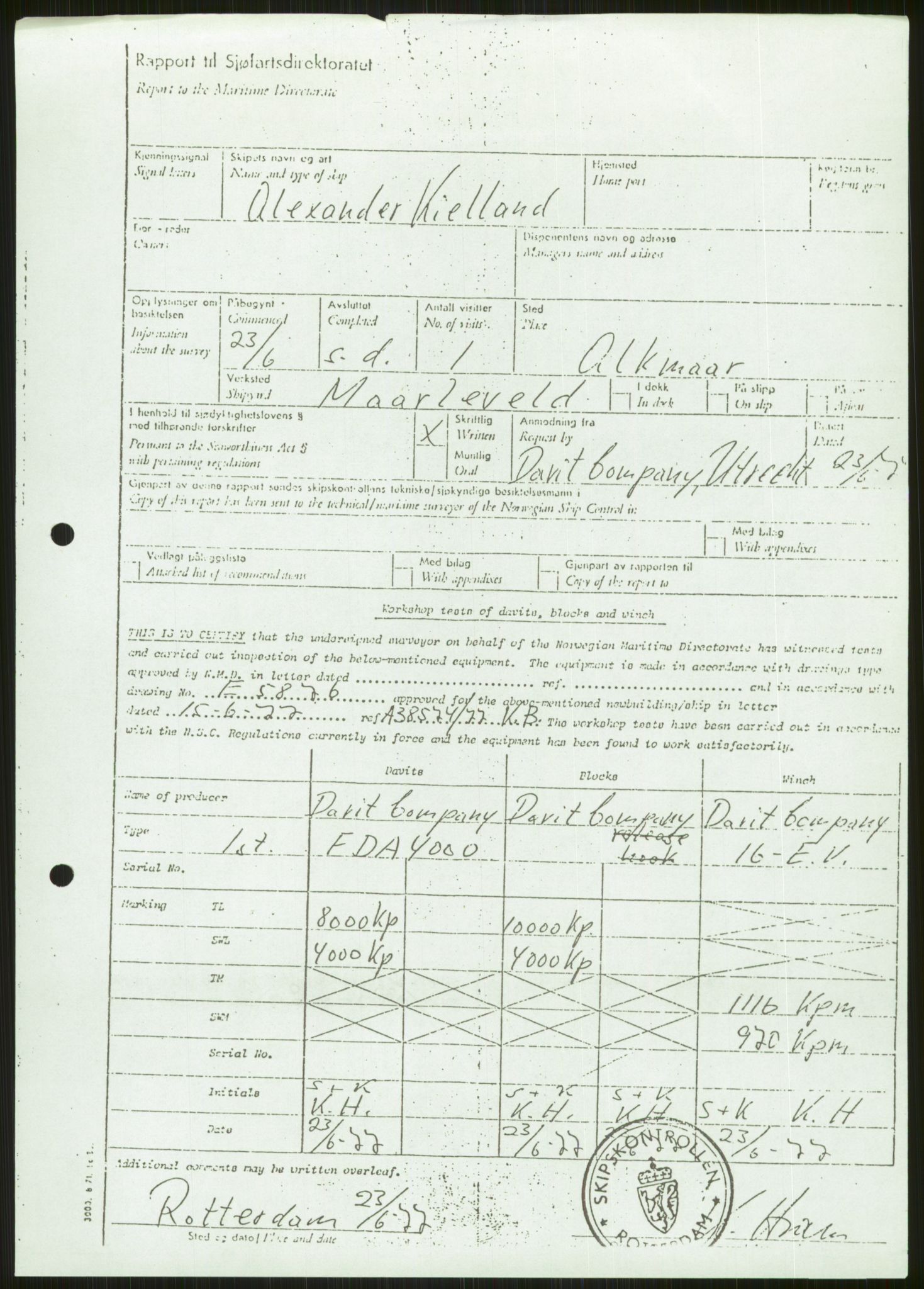 Justisdepartementet, Granskningskommisjonen ved Alexander Kielland-ulykken 27.3.1980, AV/RA-S-1165/D/L0006: A Alexander L. Kielland (Doku.liste + A3-A6, A11-A13, A18-A20-A21, A23, A31 av 31)/Dykkerjournaler, 1980-1981, p. 434