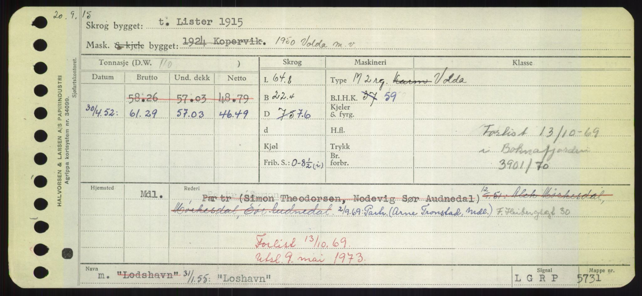 Sjøfartsdirektoratet med forløpere, Skipsmålingen, RA/S-1627/H/Hd/L0023: Fartøy, Lia-Løv, p. 355