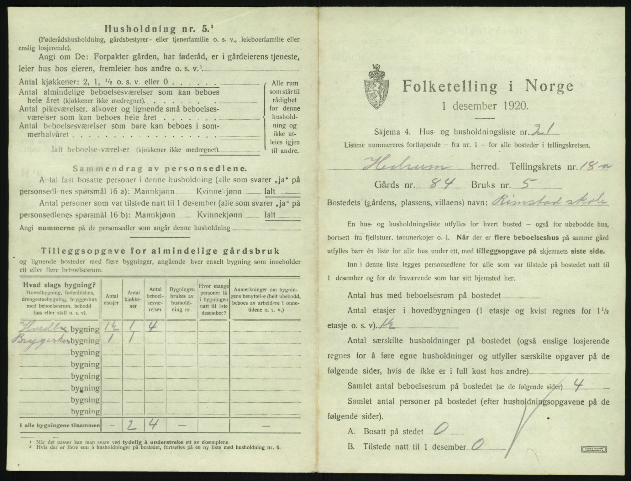 SAKO, 1920 census for Hedrum, 1920, p. 1605