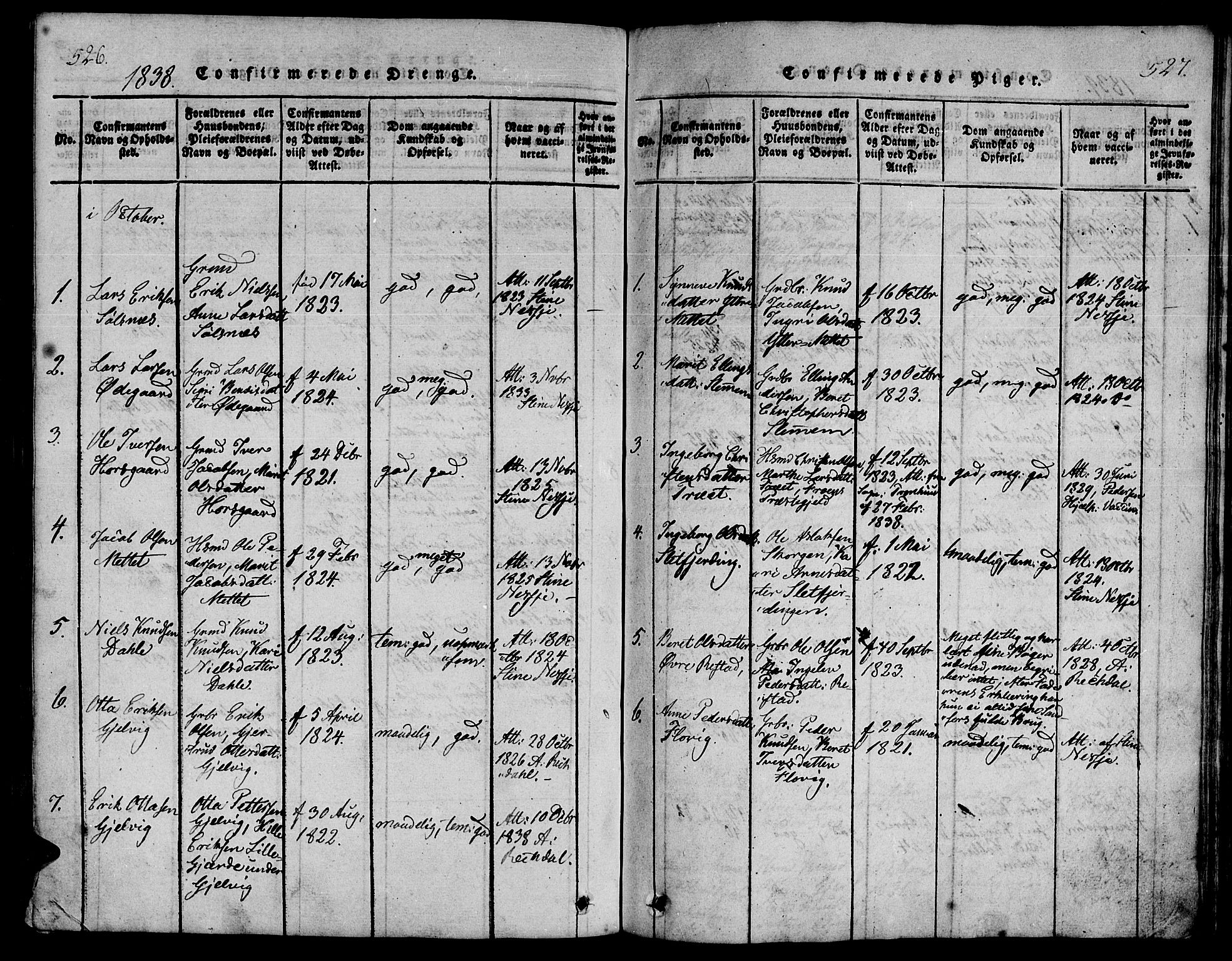 Ministerialprotokoller, klokkerbøker og fødselsregistre - Møre og Romsdal, SAT/A-1454/547/L0602: Parish register (official) no. 547A04, 1818-1845, p. 526-527