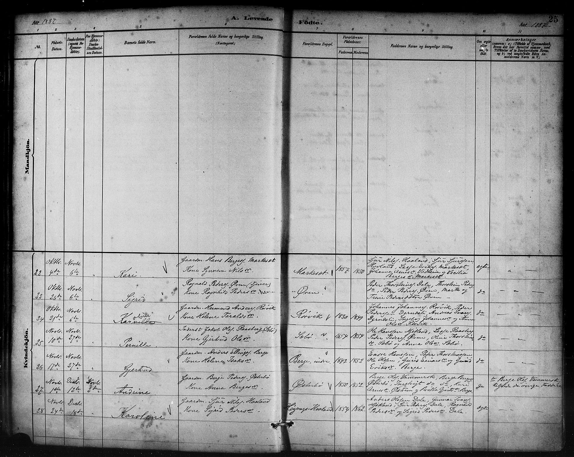 Lavik sokneprestembete, SAB/A-80901: Parish register (copy) no. B 3, 1882-1913, p. 25
