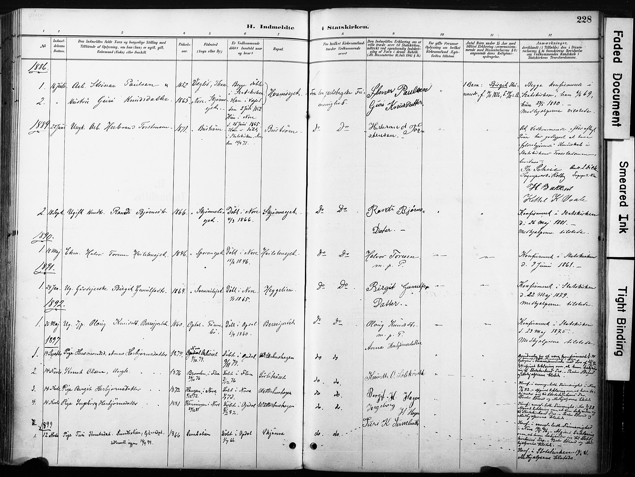 Nore kirkebøker, AV/SAKO-A-238/F/Fb/L0002: Parish register (official) no. II 2, 1886-1906, p. 228