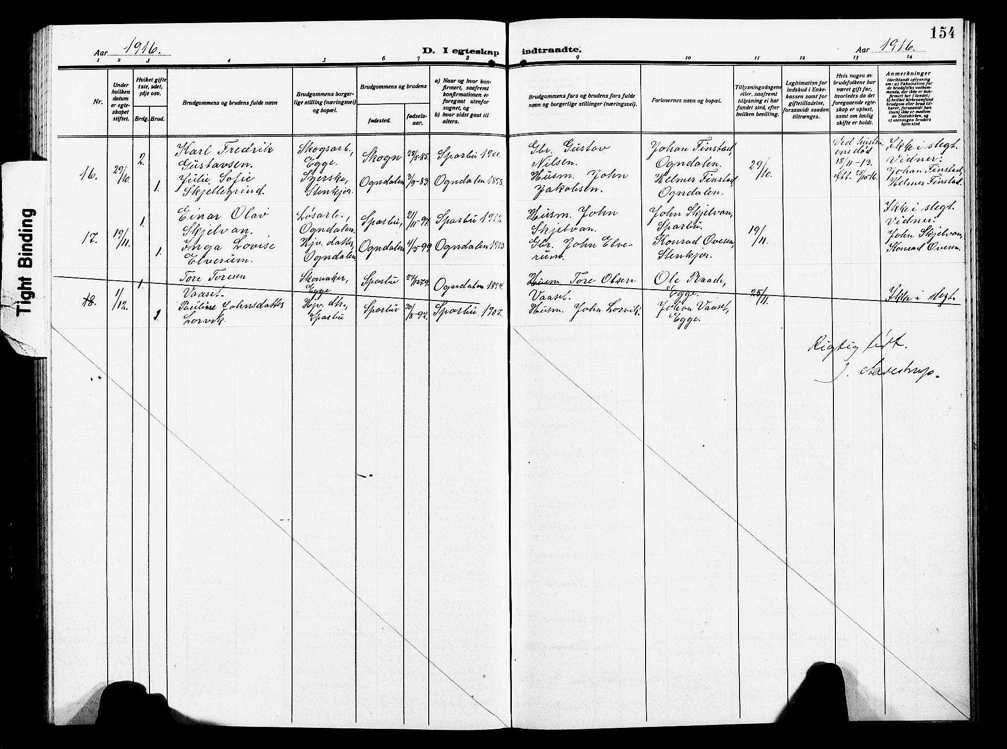 Ministerialprotokoller, klokkerbøker og fødselsregistre - Nord-Trøndelag, SAT/A-1458/739/L0376: Parish register (copy) no. 739C04, 1908-1917, p. 154