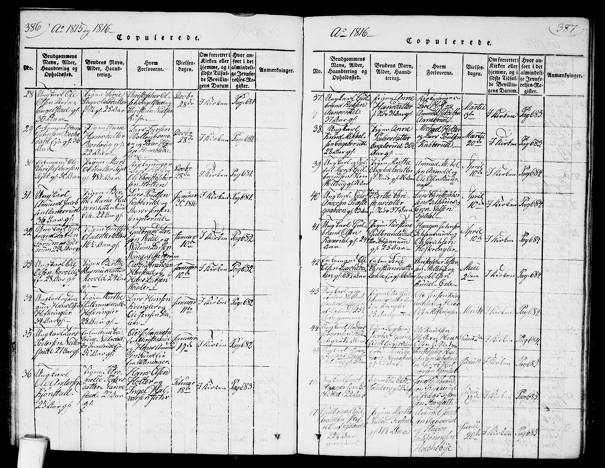 Nannestad prestekontor Kirkebøker, SAO/A-10414a/G/Ga/L0001: Parish register (copy) no. I 1, 1815-1839, p. 386-387