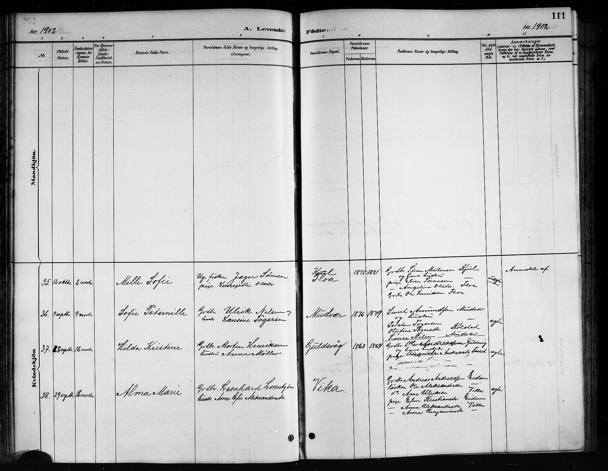 Ministerialprotokoller, klokkerbøker og fødselsregistre - Nordland, AV/SAT-A-1459/816/L0253: Parish register (copy) no. 816C03, 1886-1905, p. 111