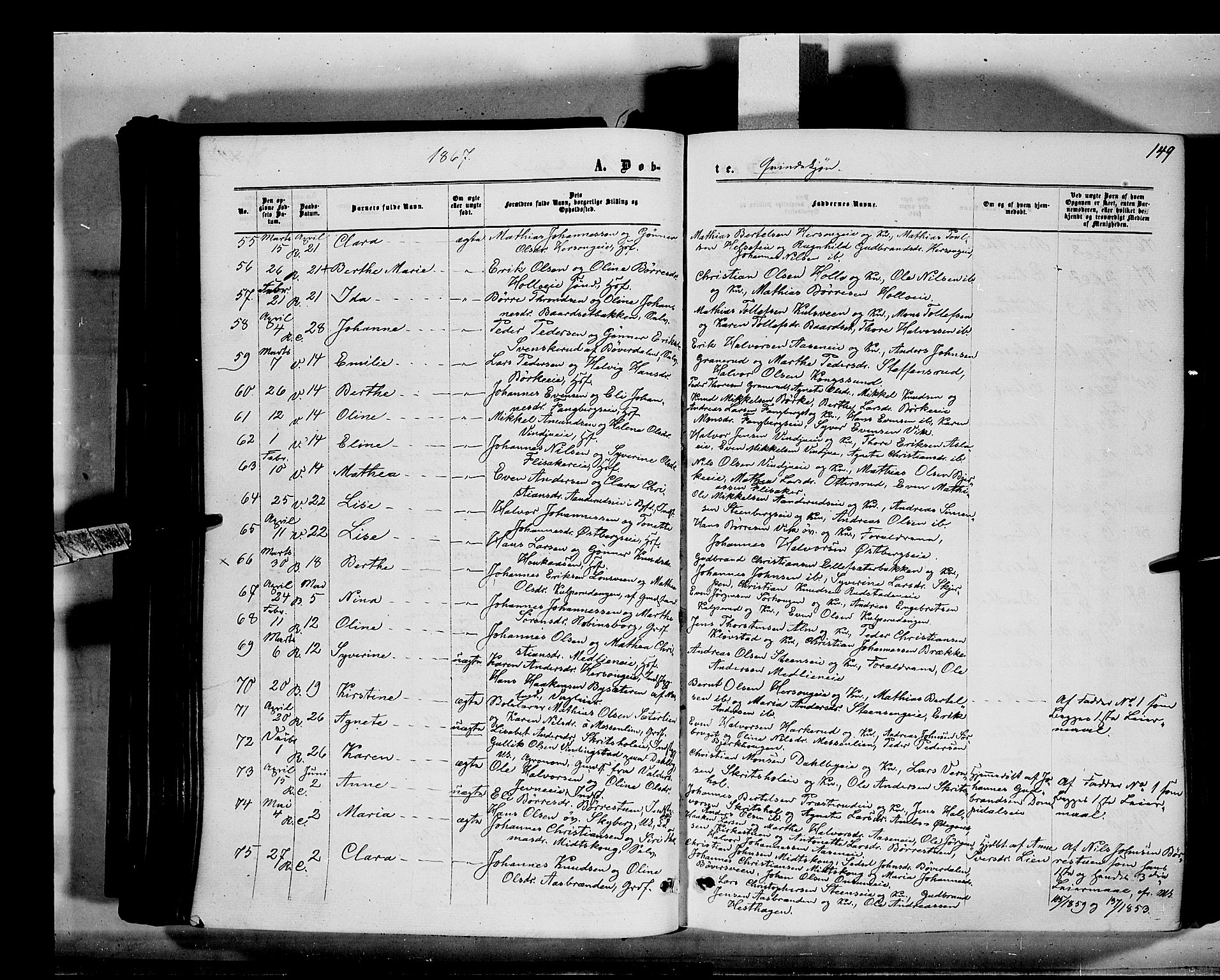 Ringsaker prestekontor, SAH/PREST-014/K/Ka/L0010: Parish register (official) no. 10, 1861-1869, p. 149