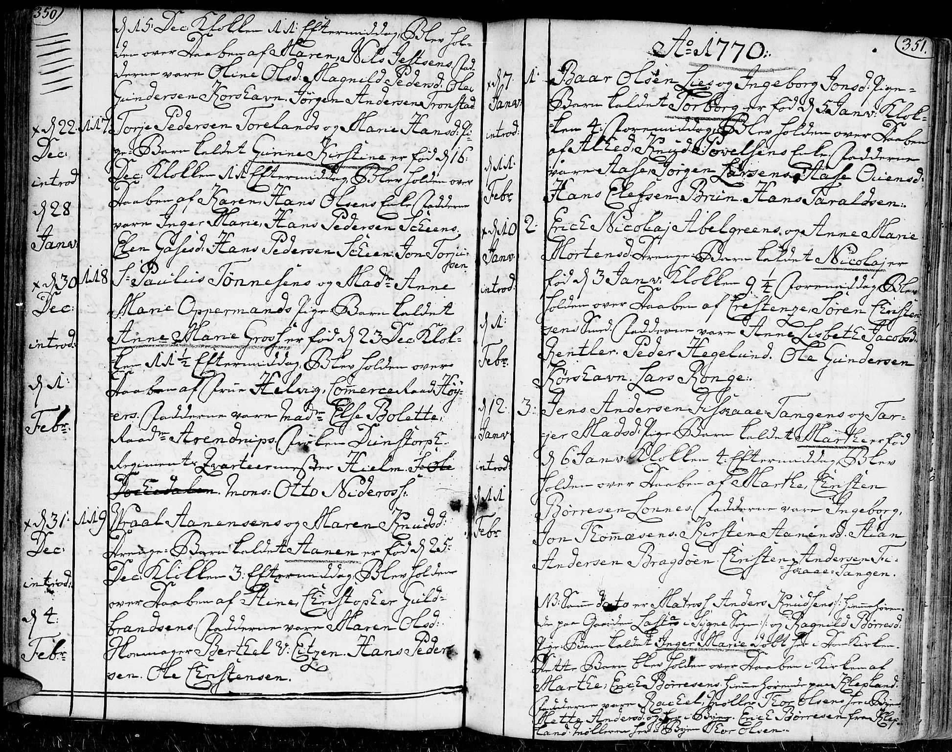 Kristiansand domprosti, AV/SAK-1112-0006/F/Fa/L0002: Parish register (official) no. A 2, 1755-1778, p. 350-351