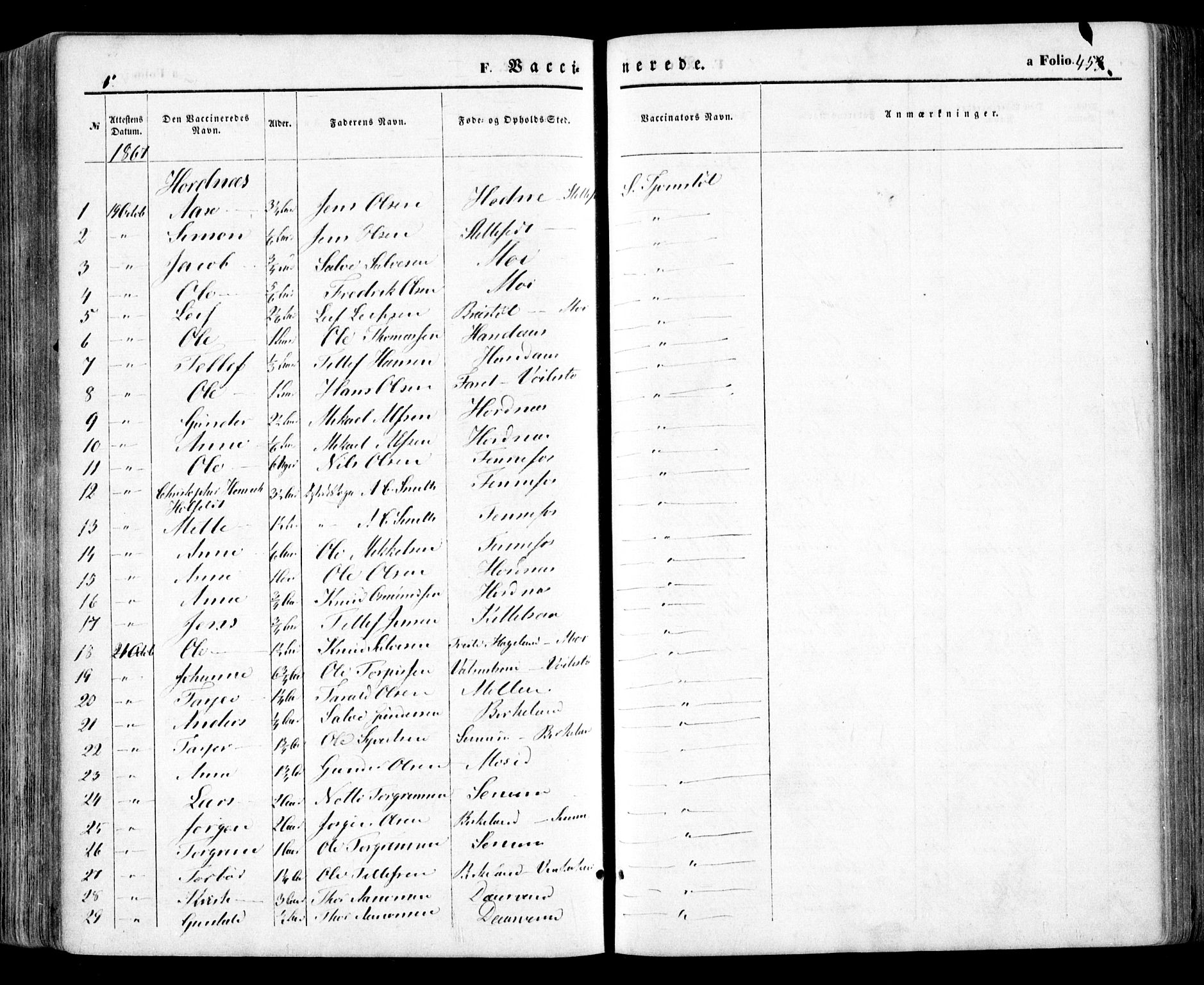 Evje sokneprestkontor, SAK/1111-0008/F/Fa/Faa/L0006: Parish register (official) no. A 6, 1866-1884, p. 453