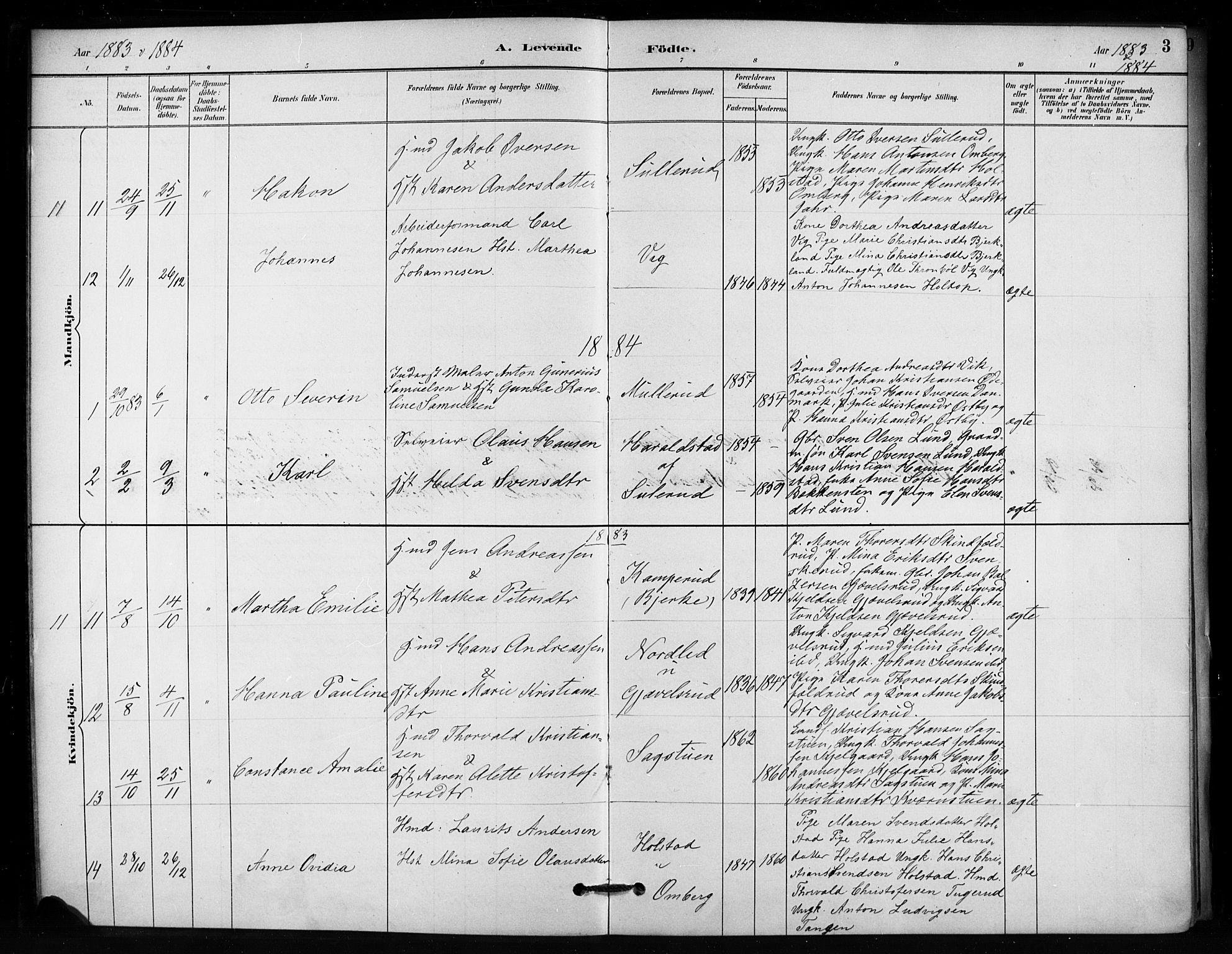 Enebakk prestekontor Kirkebøker, AV/SAO-A-10171c/F/Fb/L0001: Parish register (official) no. II 1, 1877-1902, p. 3