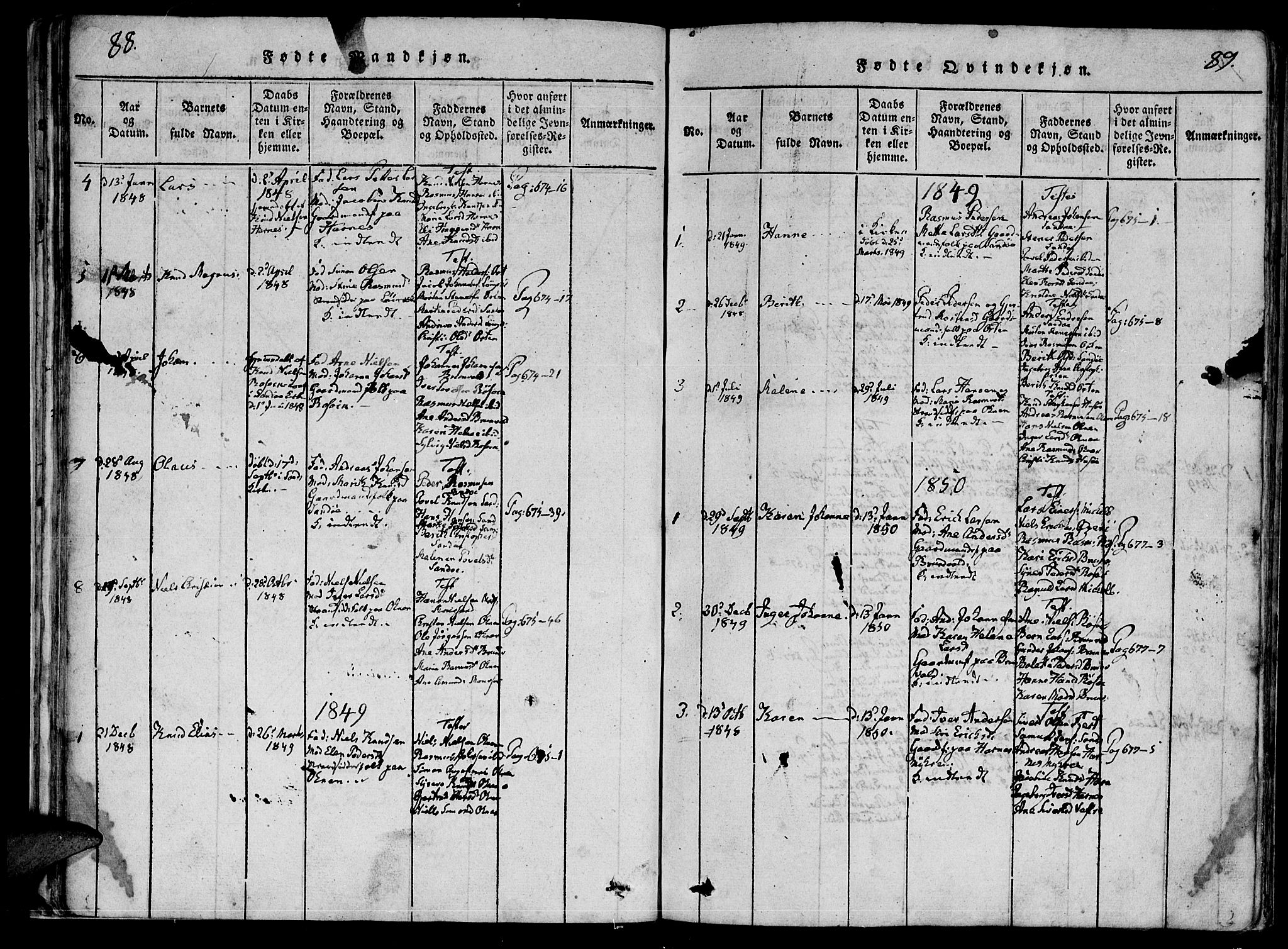 Ministerialprotokoller, klokkerbøker og fødselsregistre - Møre og Romsdal, AV/SAT-A-1454/561/L0727: Parish register (official) no. 561A01, 1817-1858, p. 88-89