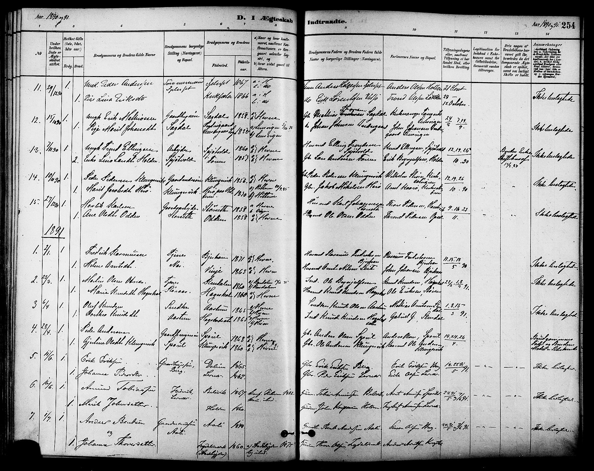 Ministerialprotokoller, klokkerbøker og fødselsregistre - Sør-Trøndelag, SAT/A-1456/630/L0496: Parish register (official) no. 630A09, 1879-1895, p. 254