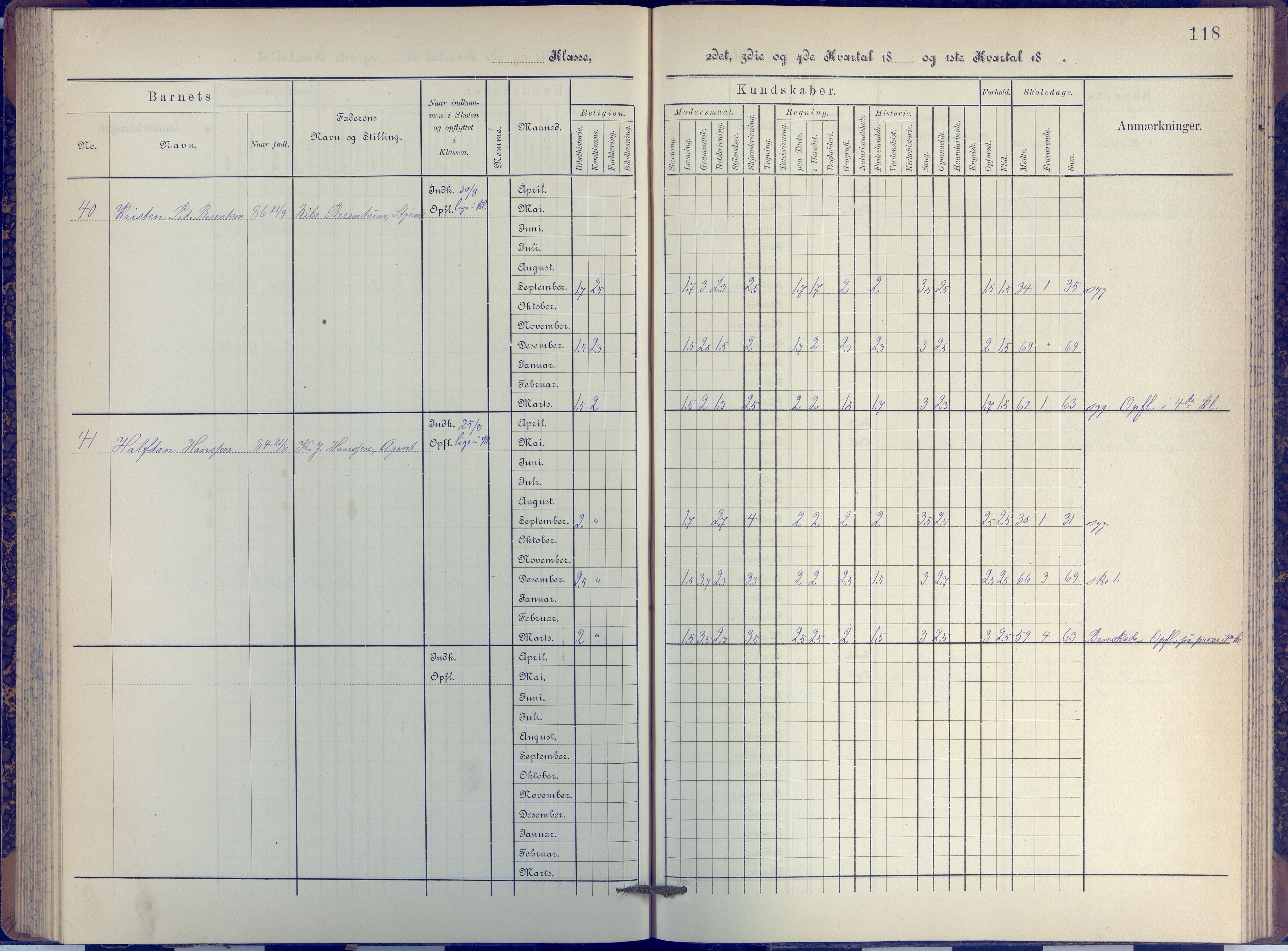 Arendal kommune, Katalog I, AAKS/KA0906-PK-I/07/L0038: Protokoll for 3. klasse, 1890-1897, p. 118