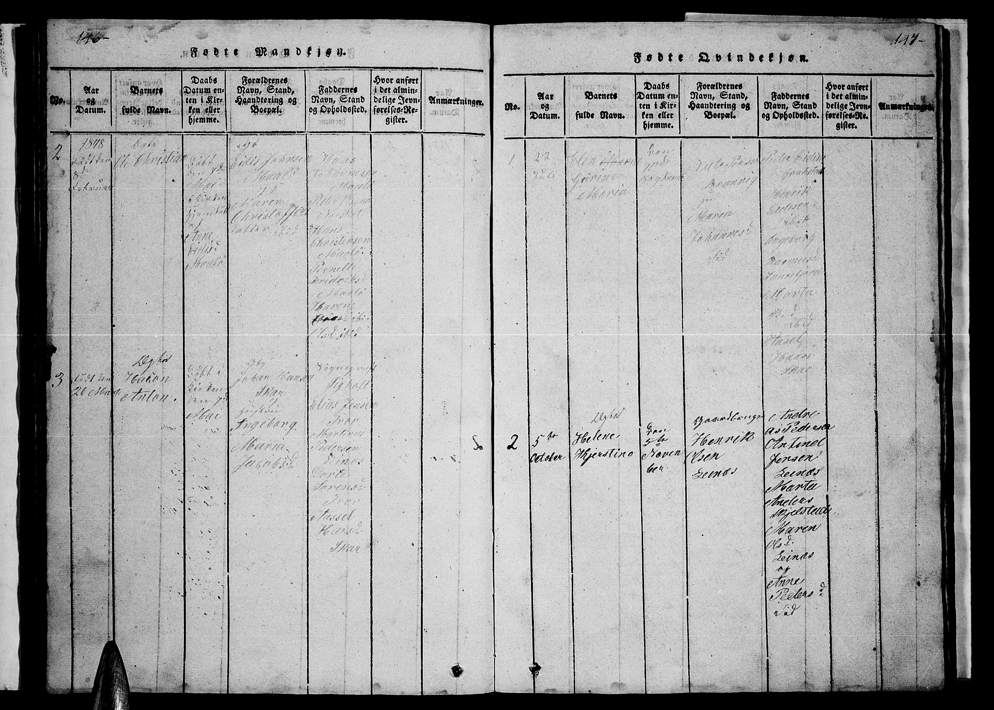 Ministerialprotokoller, klokkerbøker og fødselsregistre - Nordland, AV/SAT-A-1459/857/L0826: Parish register (copy) no. 857C01, 1821-1852, p. 146-147