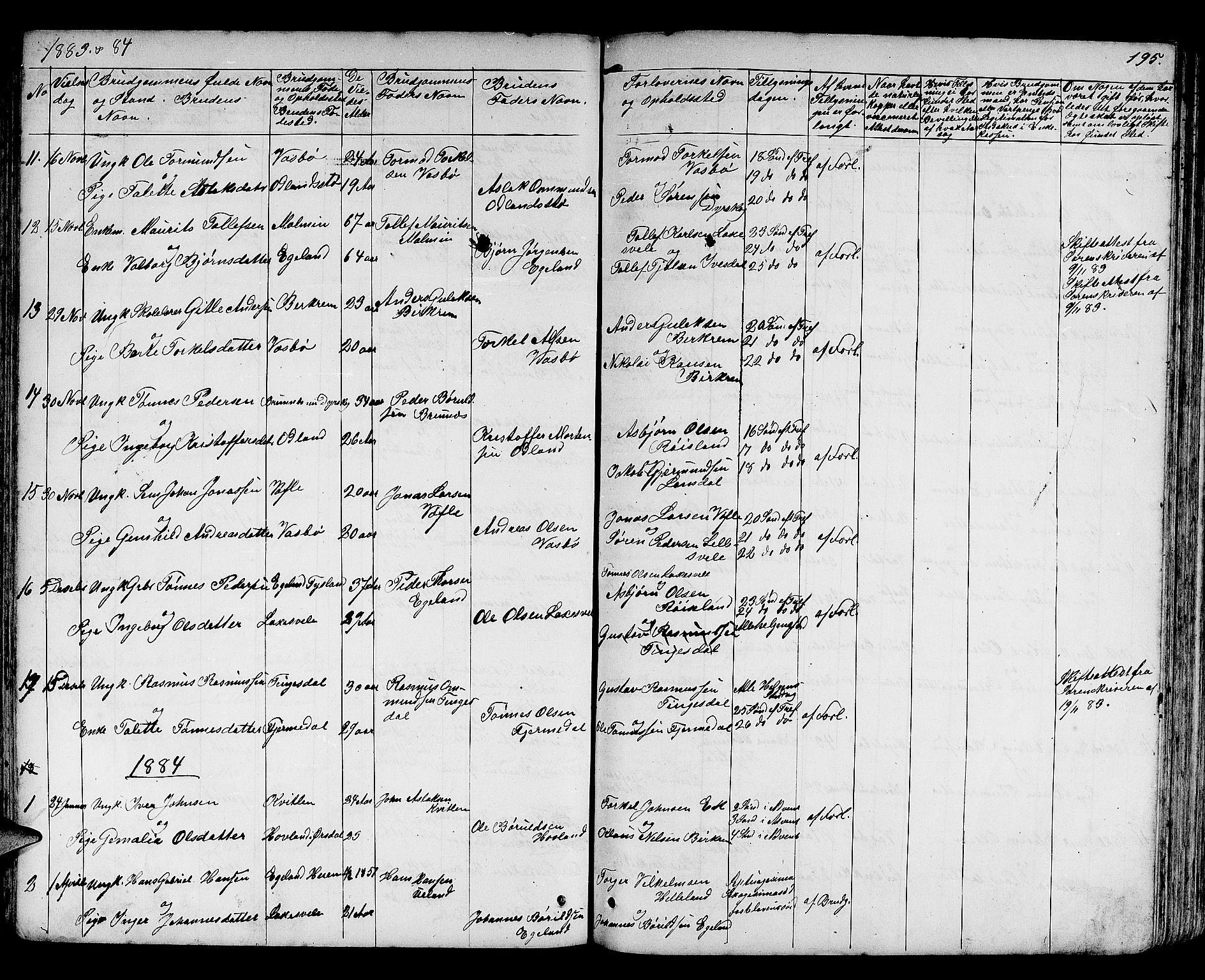 Helleland sokneprestkontor, SAST/A-101810: Parish register (copy) no. B 3, 1847-1886, p. 195
