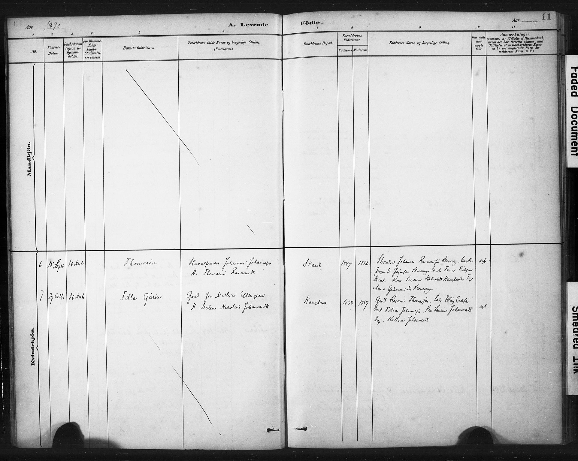 Torvastad sokneprestkontor, AV/SAST-A -101857/H/Ha/Haa/L0016: Parish register (official) no. A 15, 1883-1903, p. 11